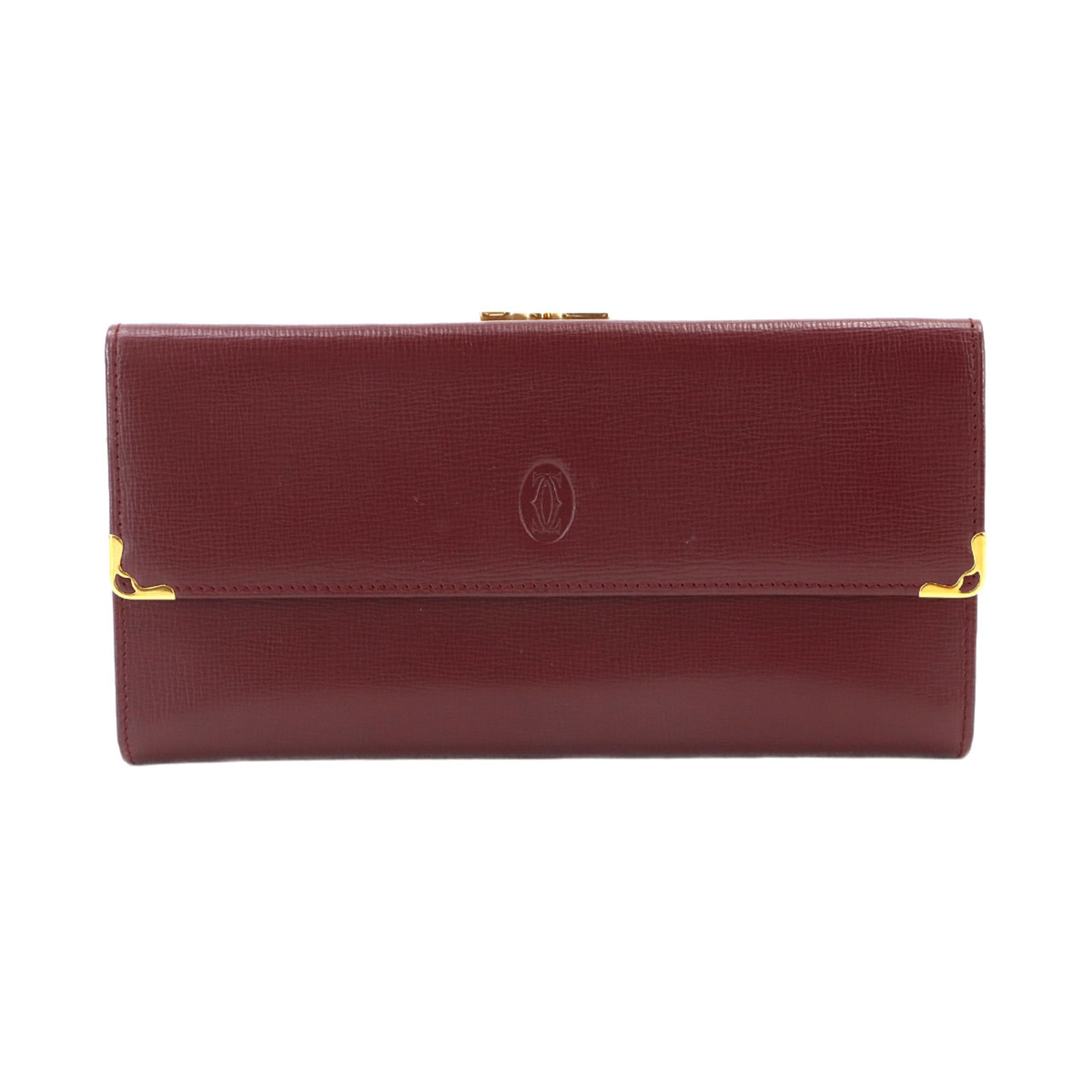 Cartier Bordeaux Leather Long Wallet (Tri-Fold) (Pre-Owned)