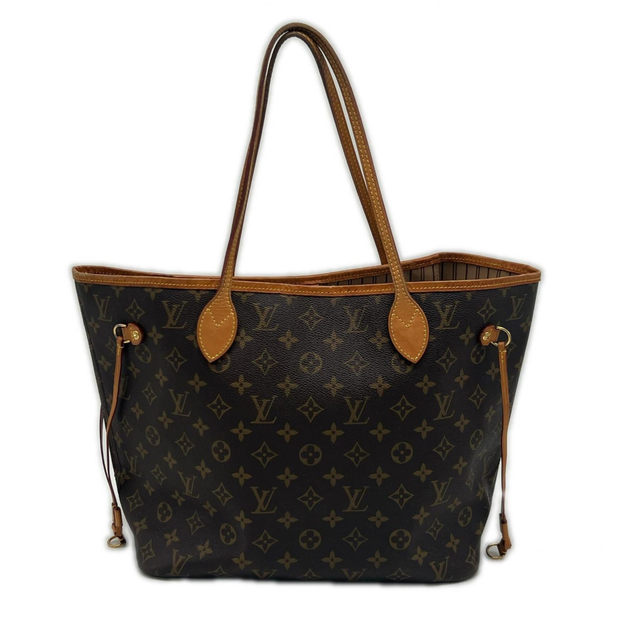 Louis Vuitton Beige Brown Monogram Coated Canvas Leather Handbag Pouch (Pre-Owned)