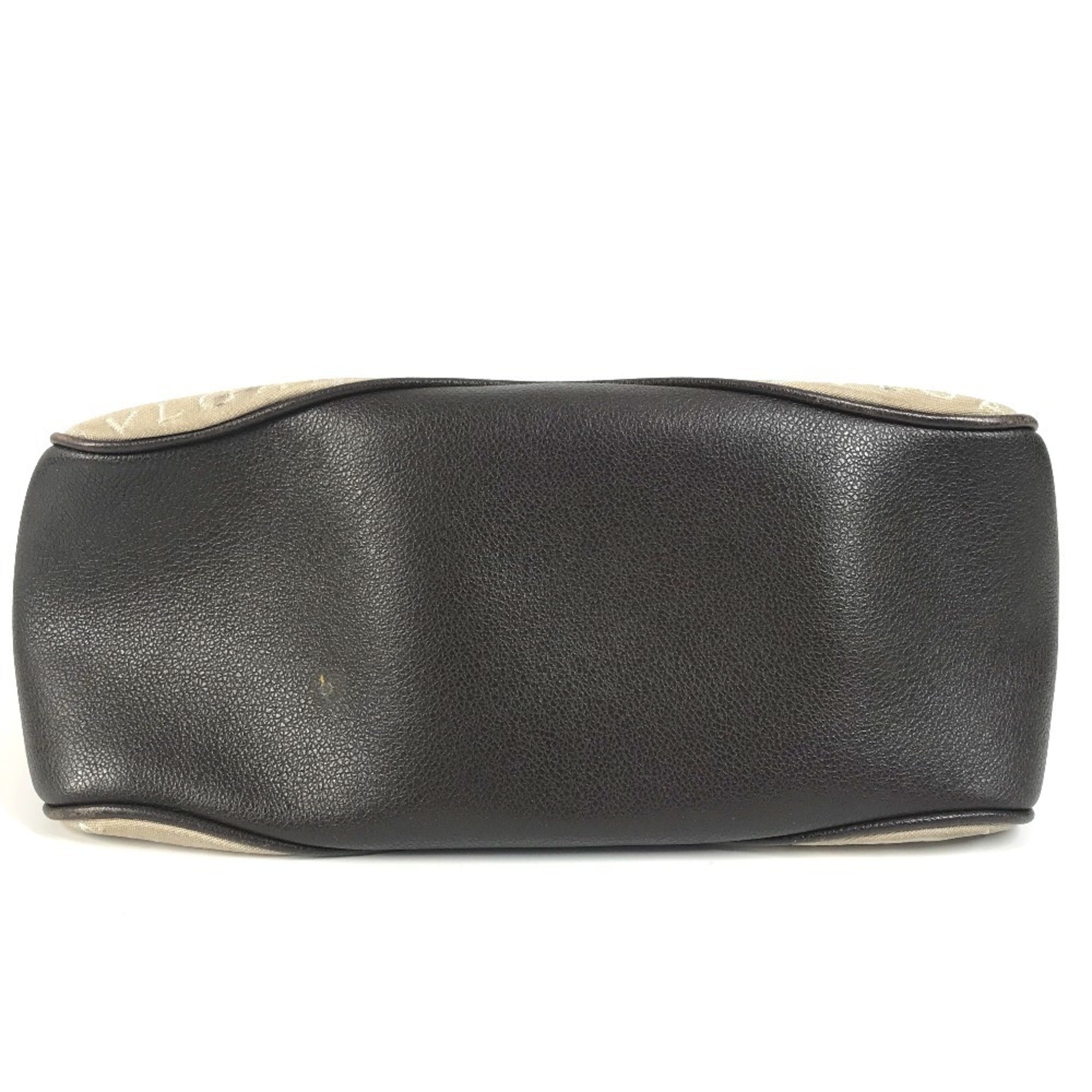 Bvlgari Logomania Beige Dark Brown Leather Canvas Handbag Shoulder Bag (Pre-Owned)