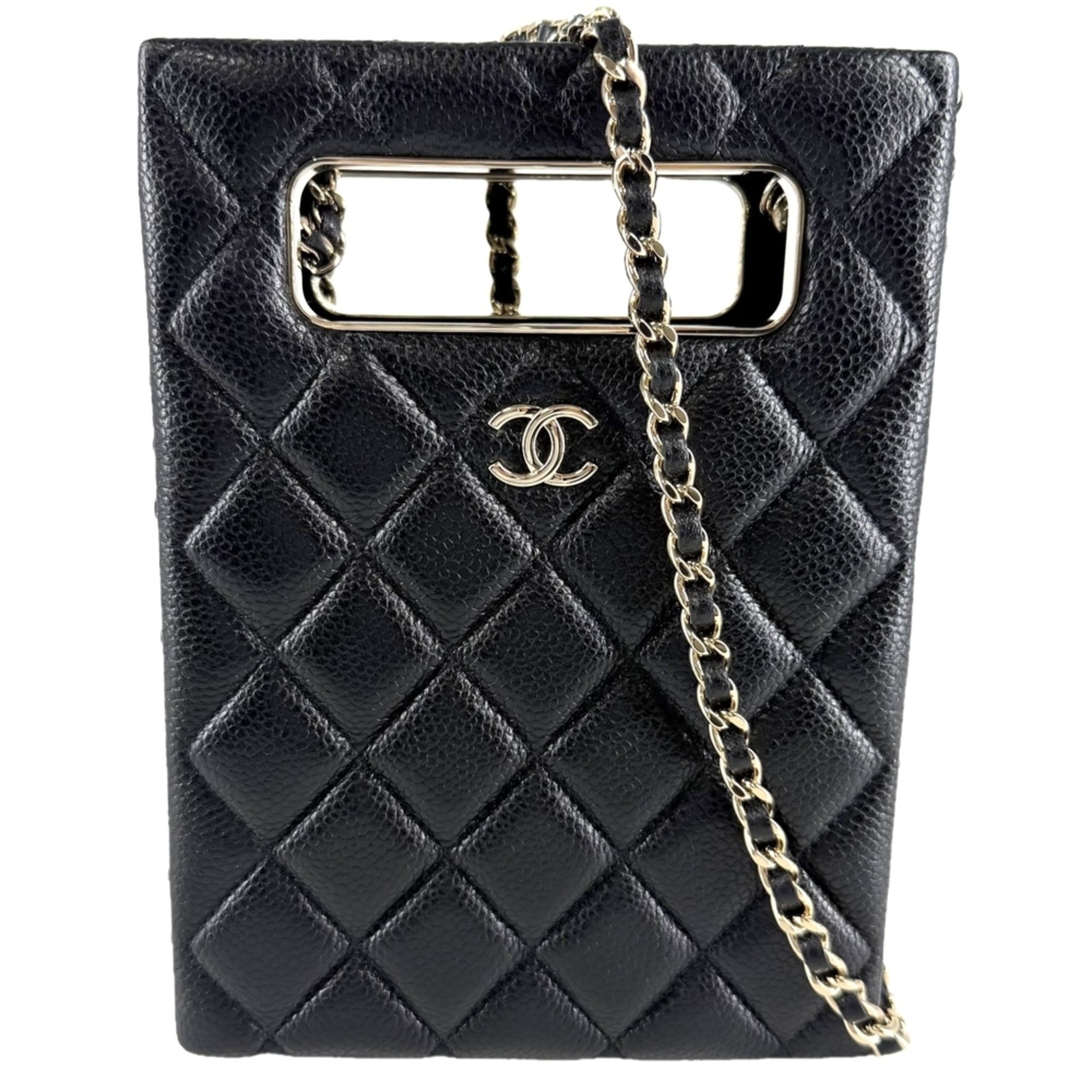 Chanel Matelasse Black Grained Calfskin Shoulder Bag (Pre-Owned)
