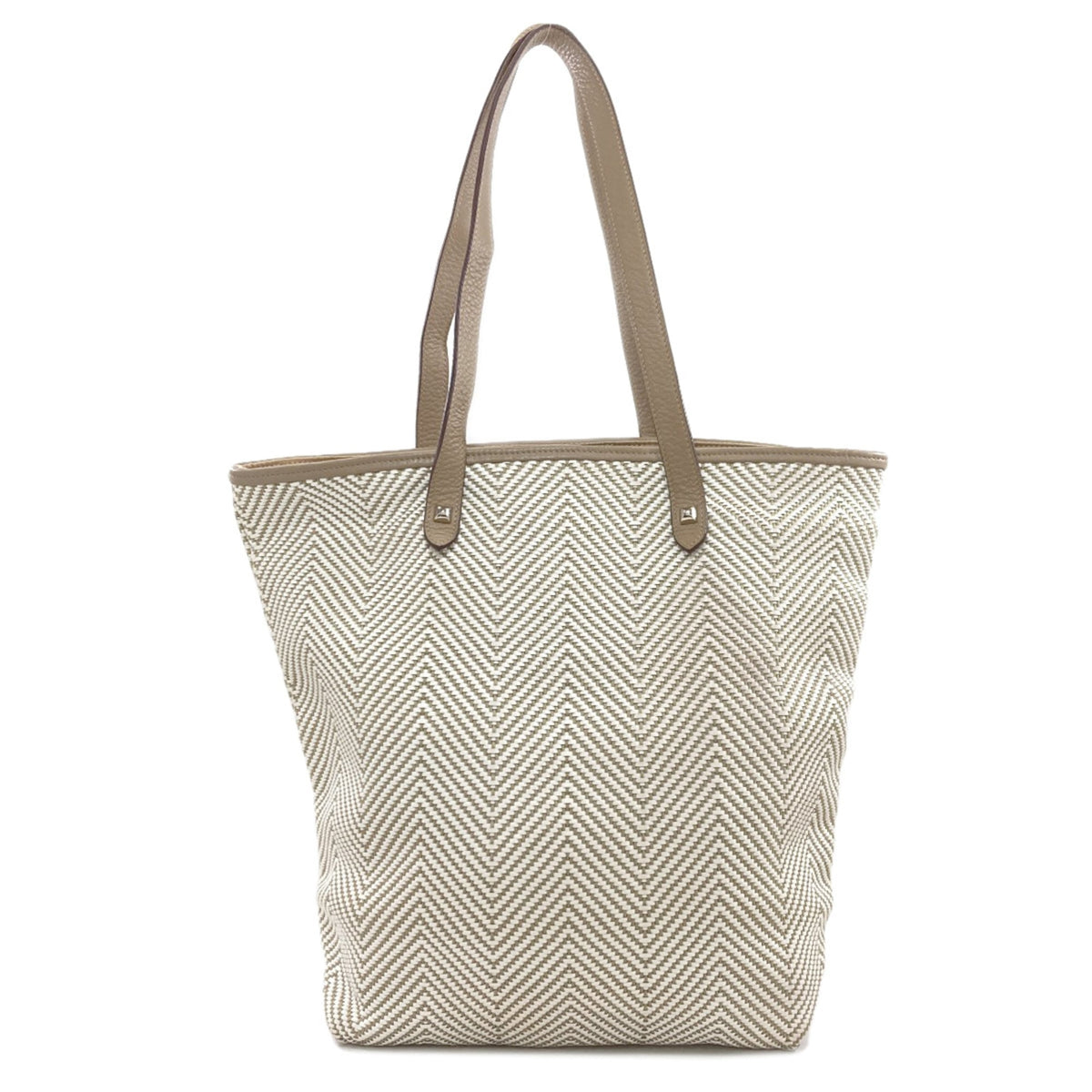 Hermes Beige Canvas Leather Tote Bag (Pre-Owned)