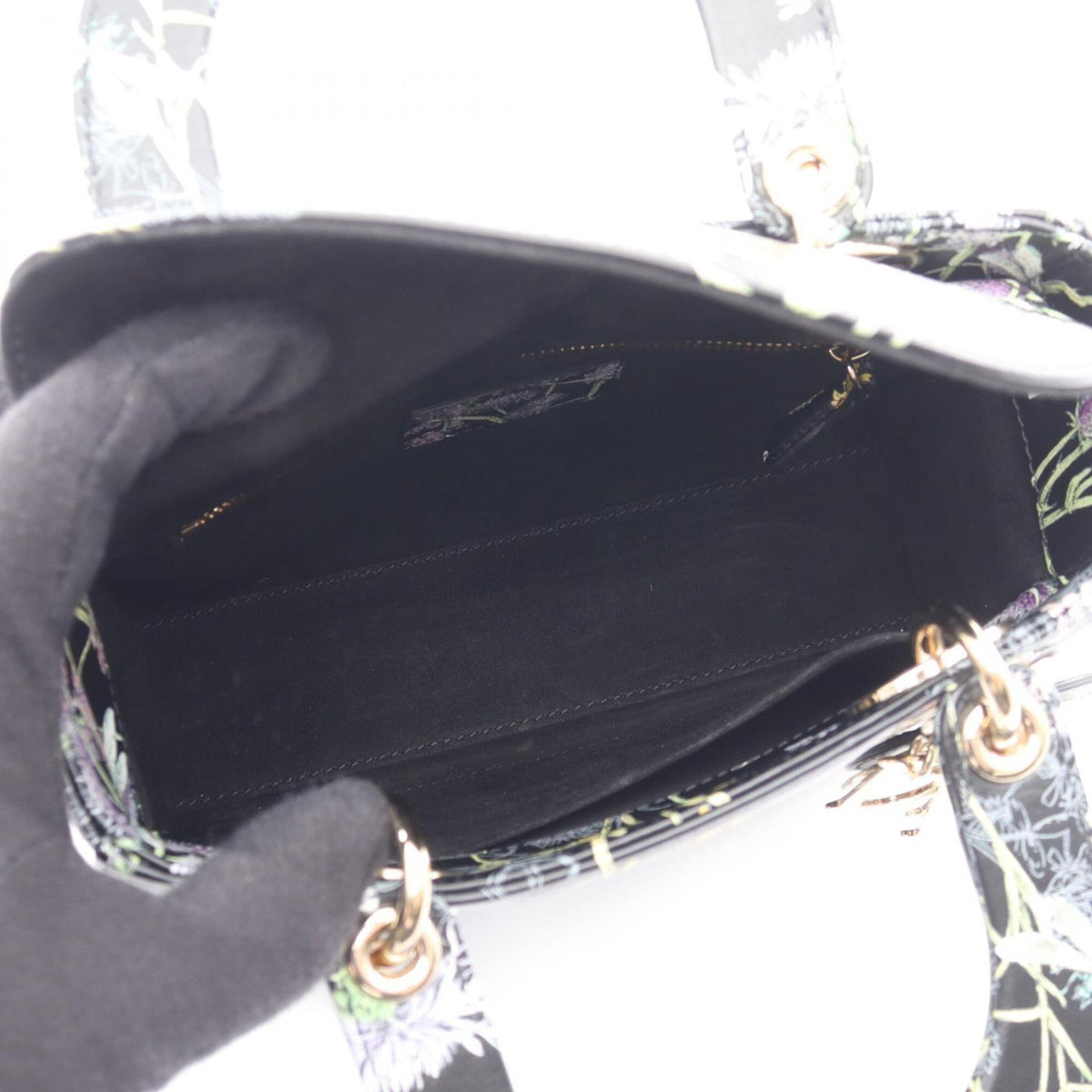 Christian Dior Lady Dior Black Multi-Color Leather Handbag (Pre-Owned)