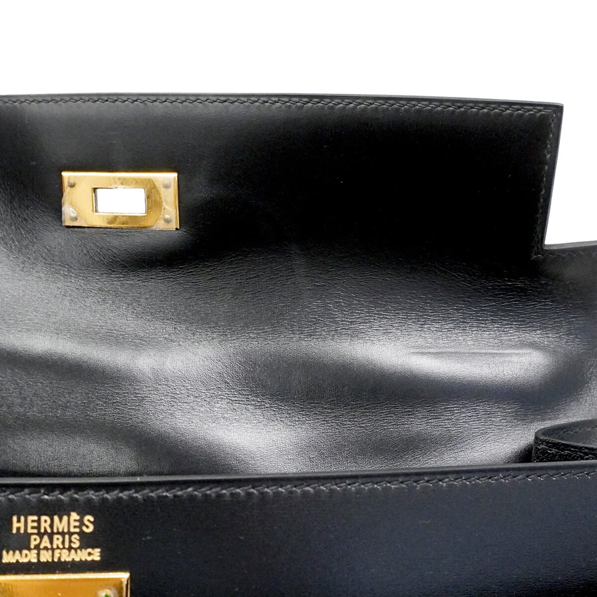 Hermes Black Box Calf Leather Handbag (Pre-Owned)