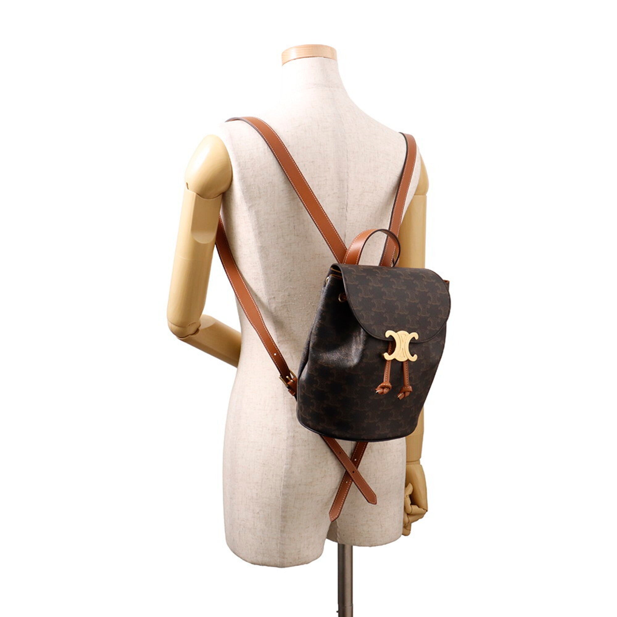 Celine Brown Pvc Leather Backpack Handbag (Pre-Owned)