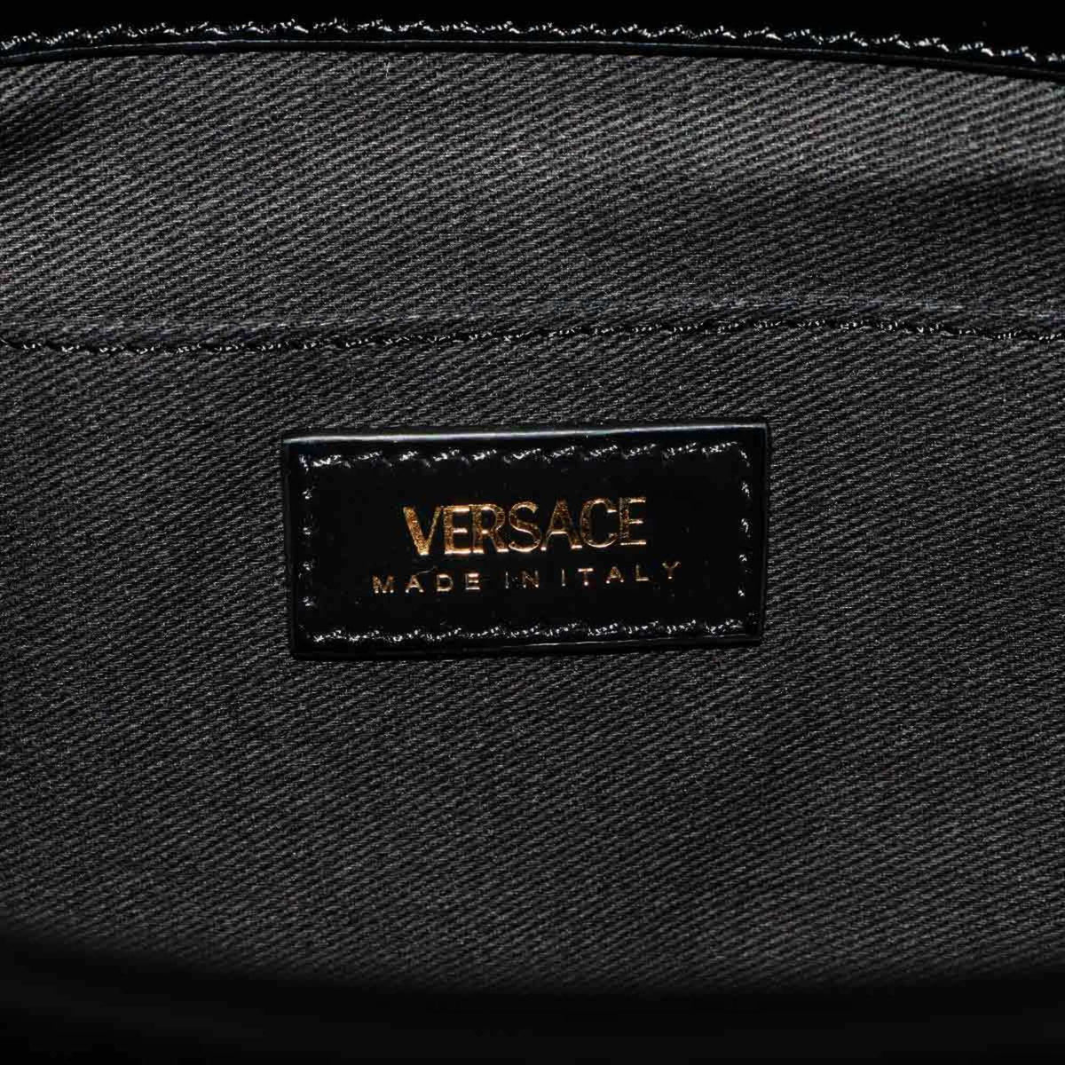 Versace Black Leather Handbag Shoulder Bag (Pre-Owned)