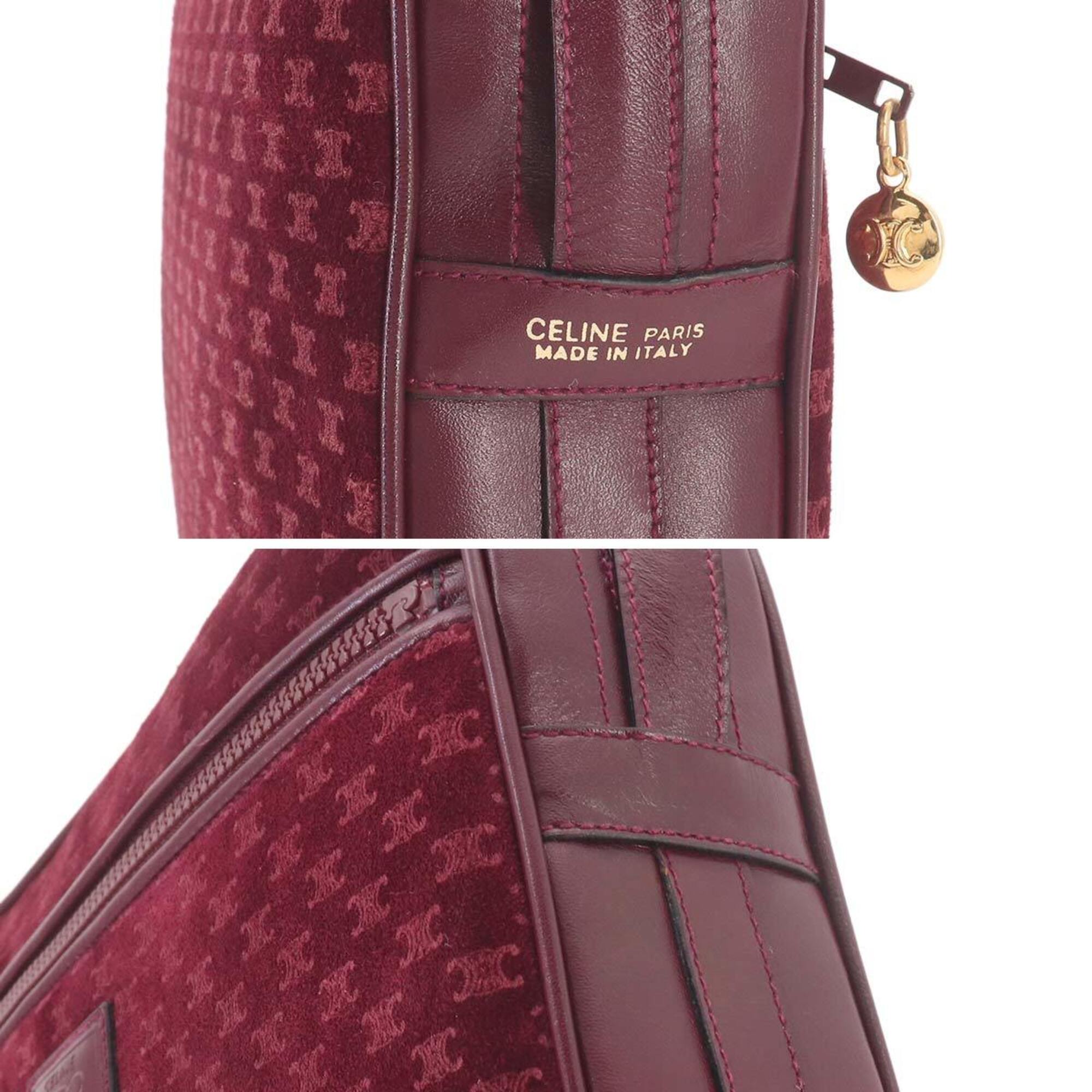Celine Bordeaux Suede Leather Shoulder Bag (Pre-Owned)