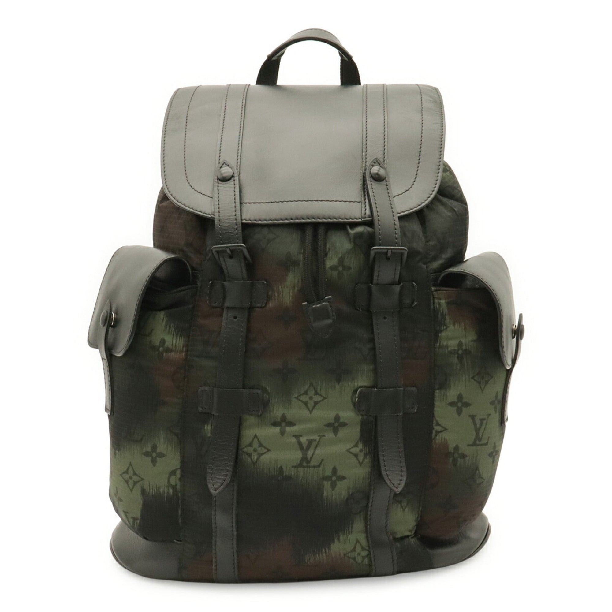 Louis Vuitton Black Green Multi-Color Nylon Leather Backpack (Pre-Owned)