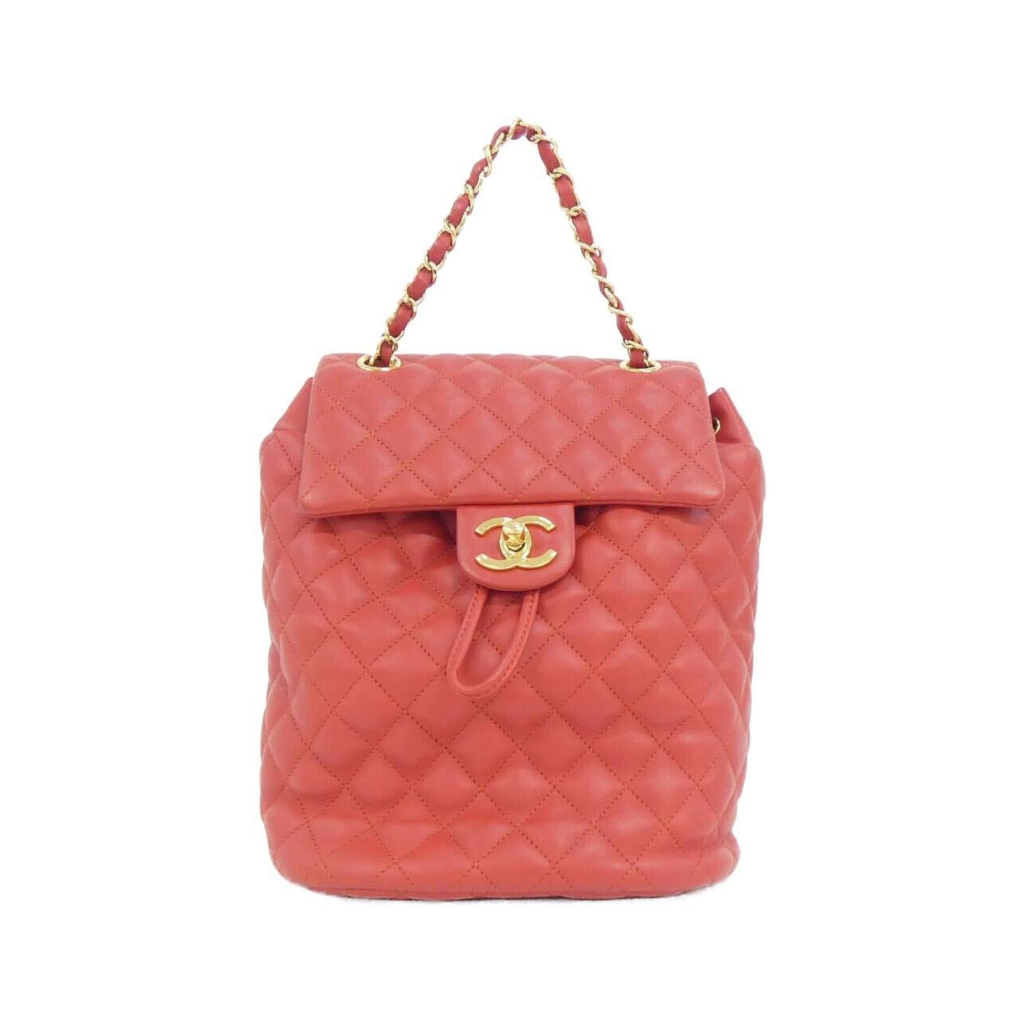 Chanel Red Color Leather Backpack (Pre-Owned)