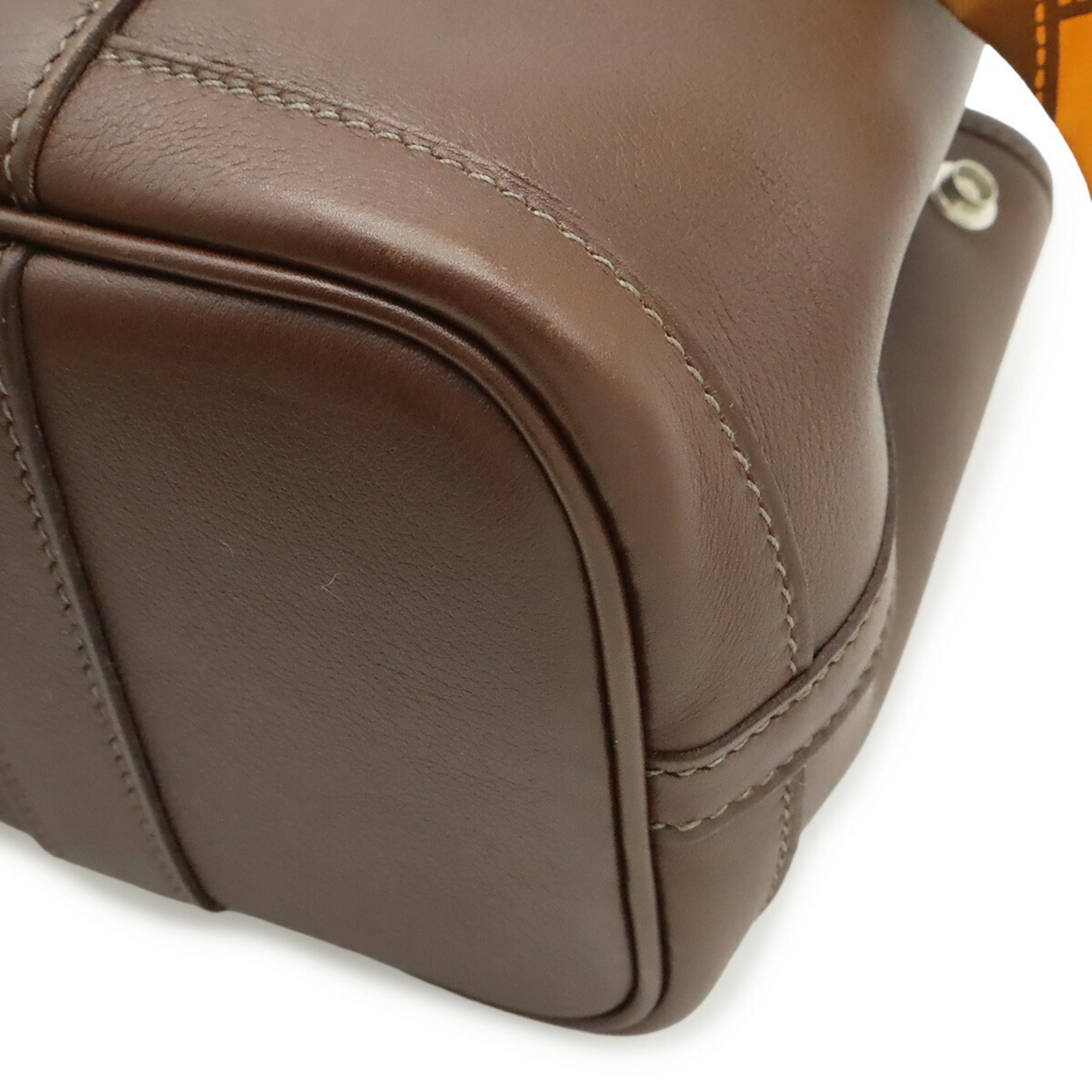 Hermes Garden Brown Havane Orange Swift Leather Silk Handbag (Pre-Owned)