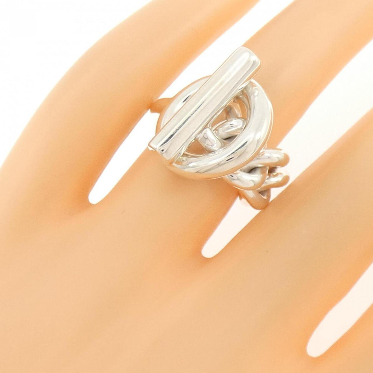 Hermes Silver Silver 925 Band Ring (Pre-Owned)