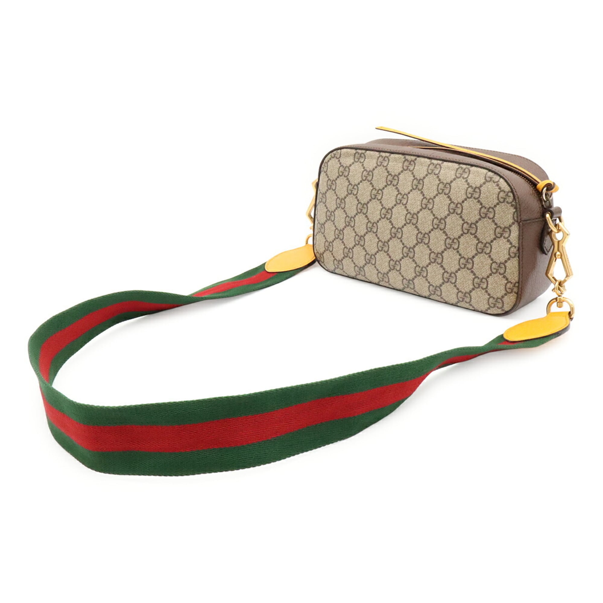 Gucci Beige Brown Green Red Color Yellow Gg Supreme Canvas Clutch Bag Handbag Shoulder Bag (Pre-Owned)