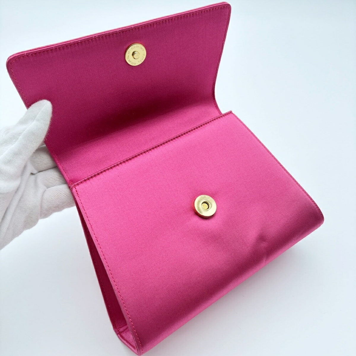 Gucci Gold Pink Bamboo Satin Handbag (Pre-Owned)