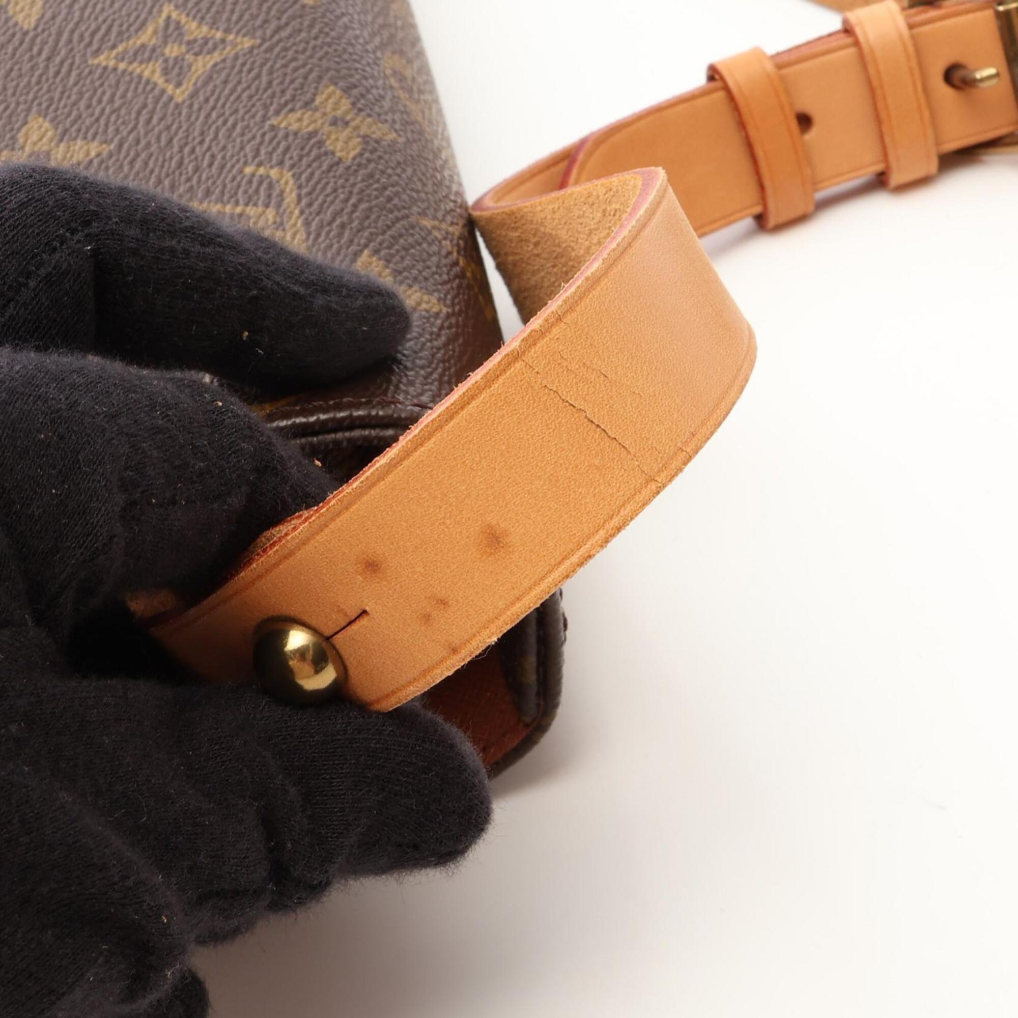 Louis Vuitton Brown Coated Canvas Leather Handbag Shoulder Bag (Pre-Owned)