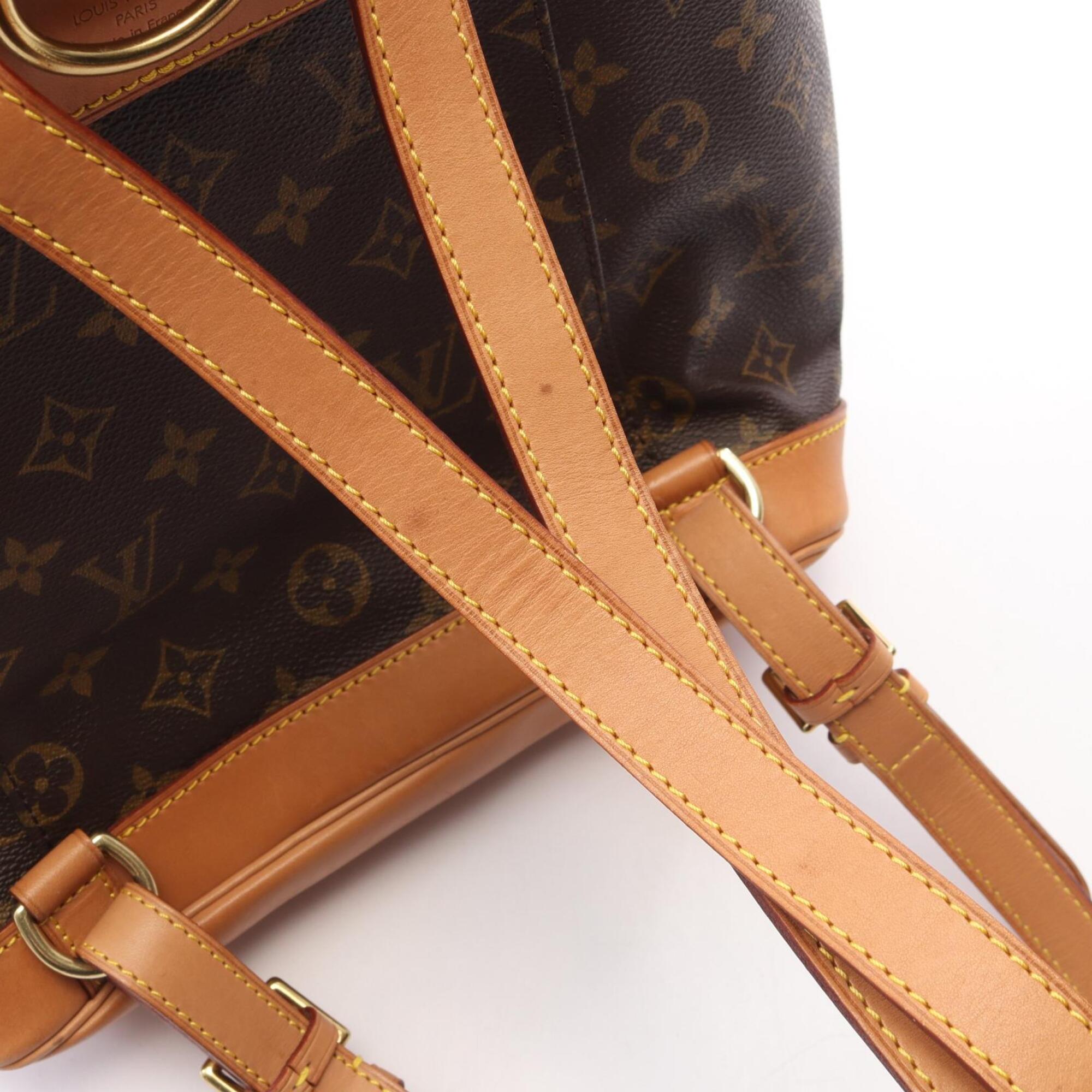 Louis Vuitton Brown Coated Canvas Leather Backpack Handbag (Pre-Owned)