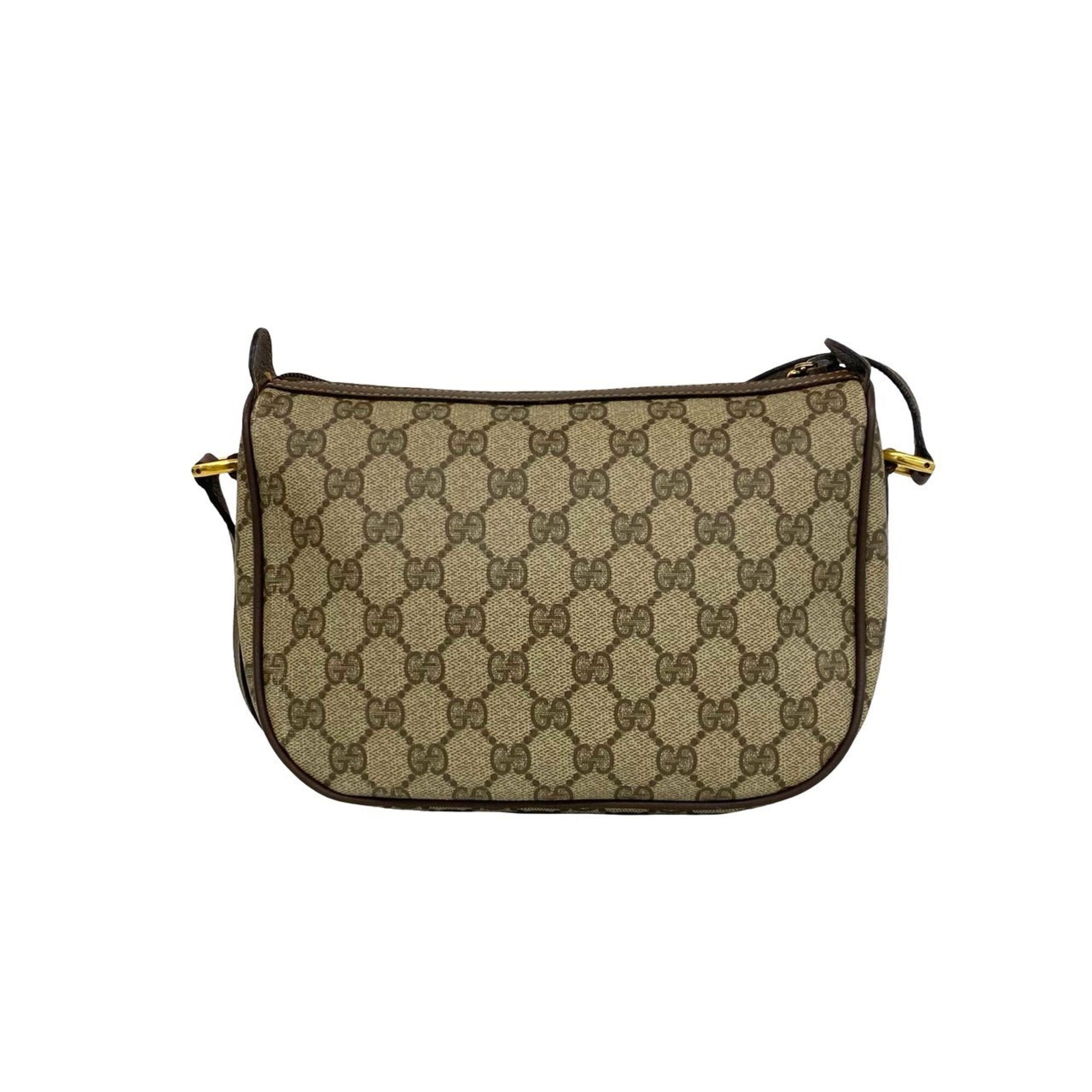 Gucci Brown Green Red Color Leather Pvc Shoulder Bag (Pre-Owned)