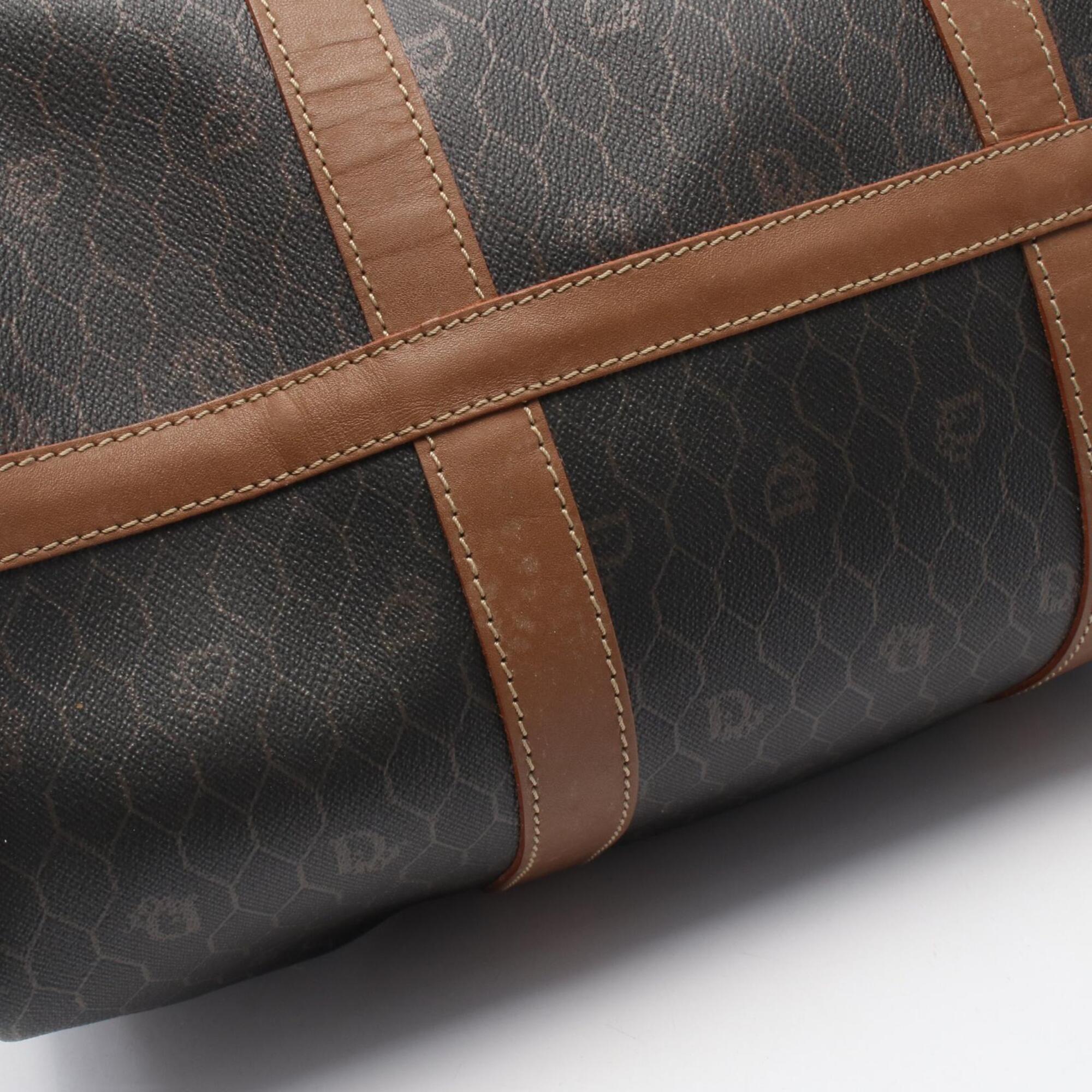 Christian Dior Brown Pvc Leather Boston Bag Handbag (Pre-Owned)