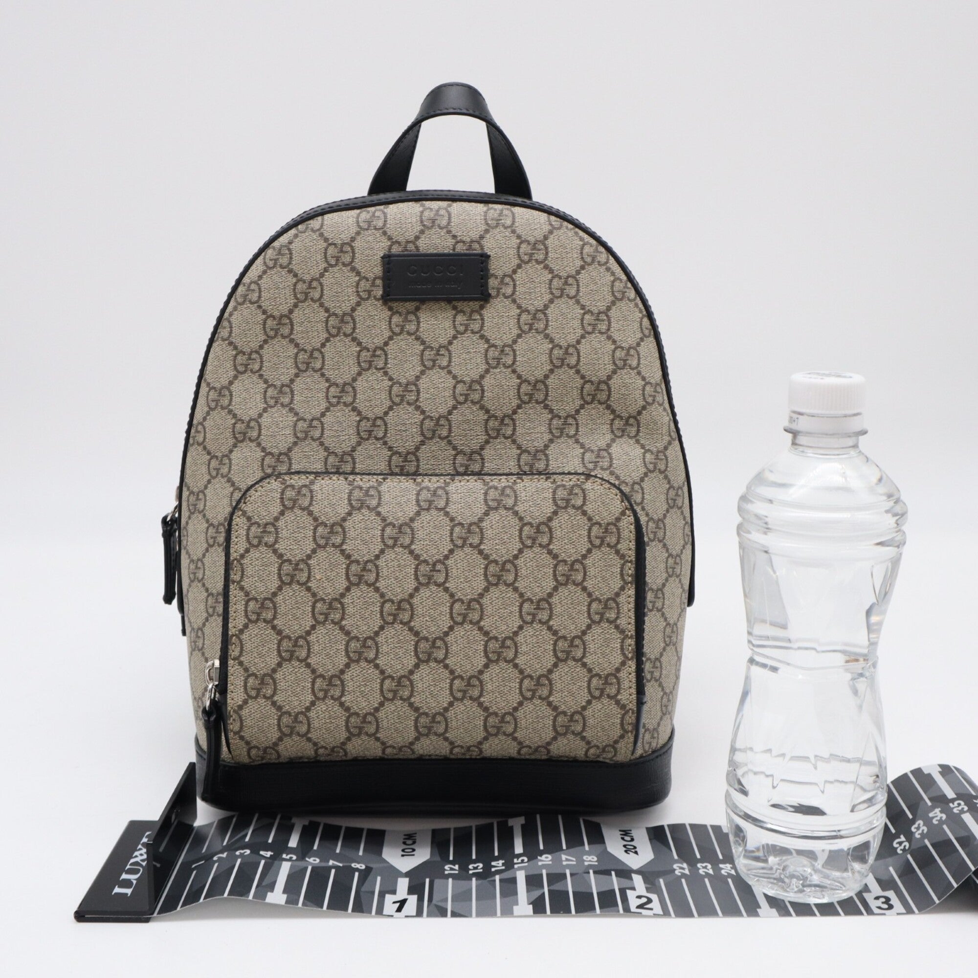 Gucci Beige Brown Canvas Leather Backpack (Pre-Owned)