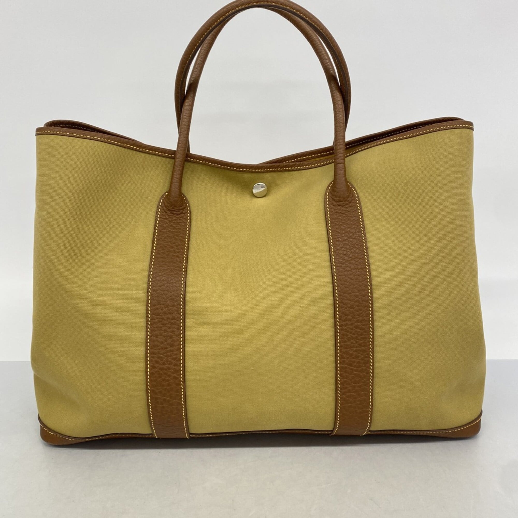 Hermes Brown Khaki Toile Officier Tote Bag (Pre-Owned)