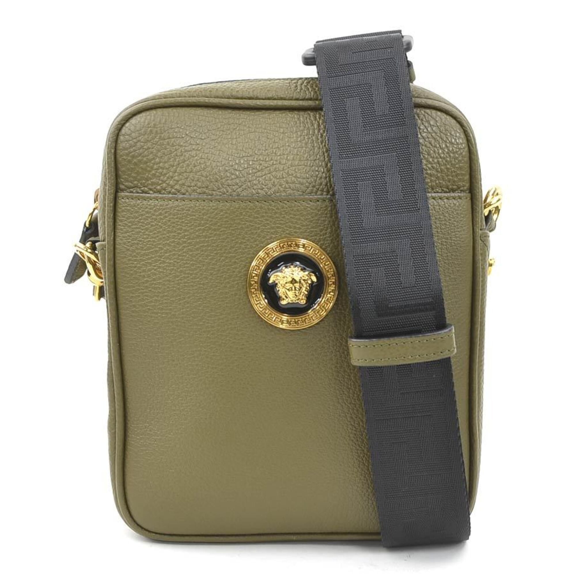 Versace Khaki Leather Shoulder Bag (Pre-Owned)
