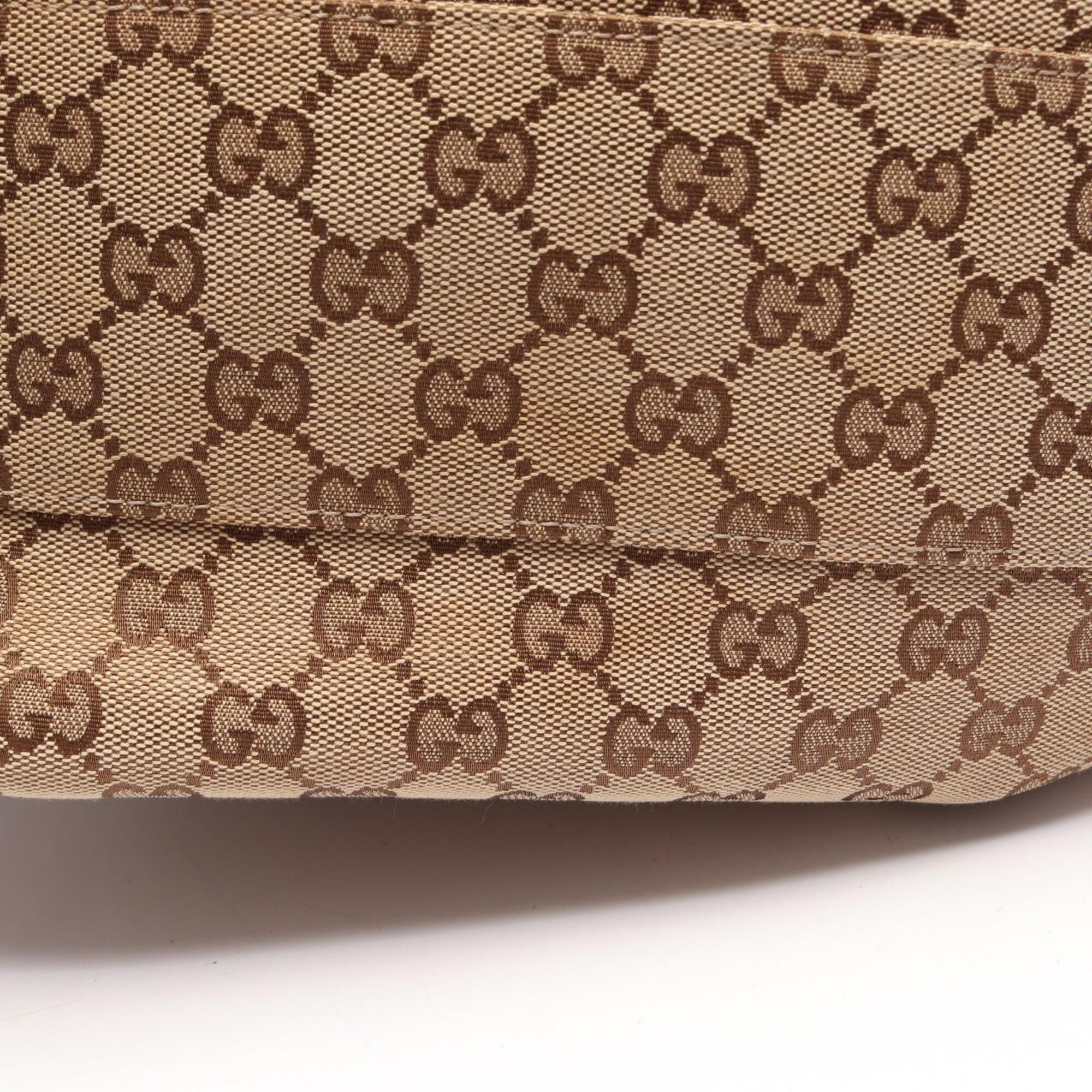 Gucci Beige White Canvas Leather Handbag Tote Bag (Pre-Owned)