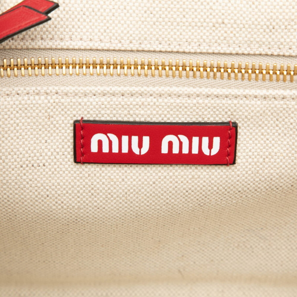 Miu Miu Red Color Canvas Leather Handbag Shoulder Bag (Pre-Owned)