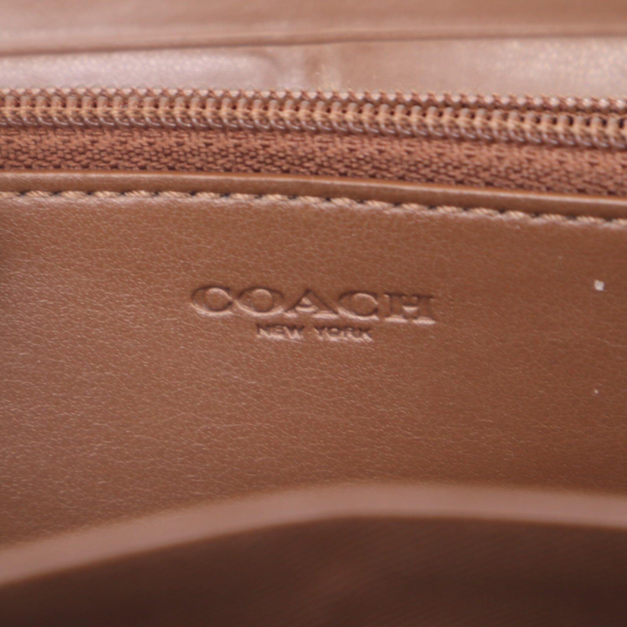 Coach Signature Beige Brown Multi-Color Signature Line Long Wallet (Bi-Fold) (Pre-Owned)