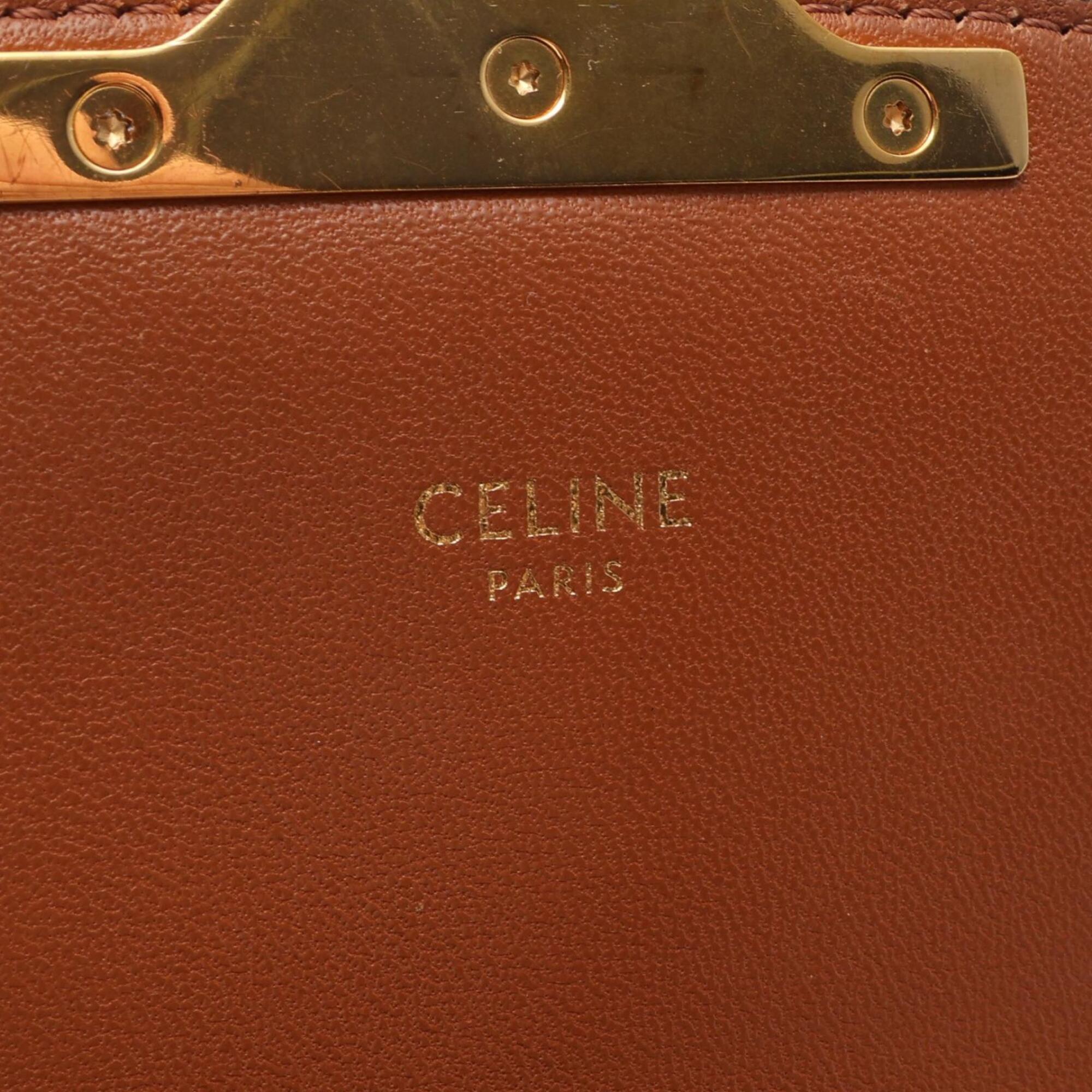 Celine Black Brown Coated Canvas Pvc Leather Handbag Shoulder Bag (Pre-Owned)