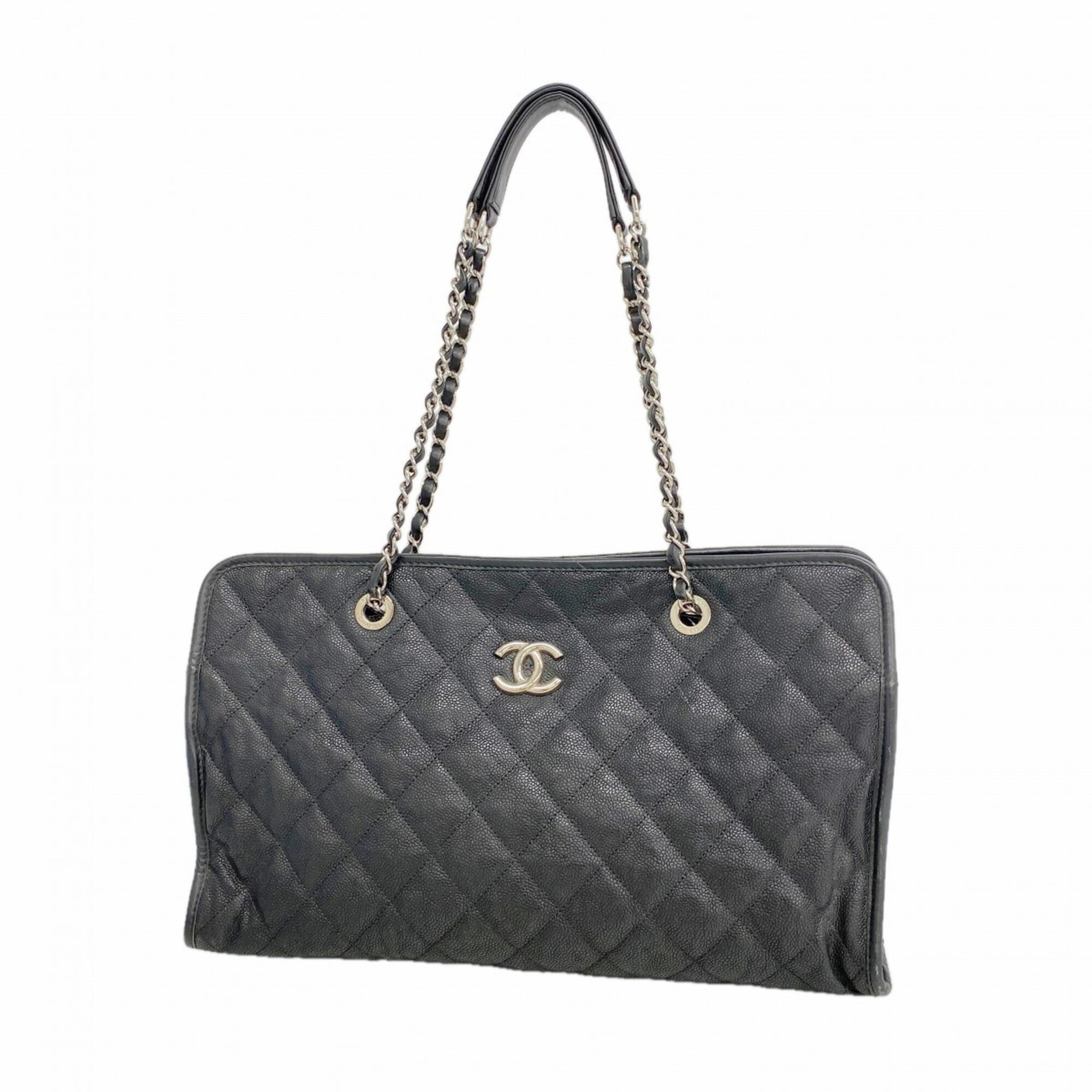 Chanel Black Grained Calfskin Tote Bag (Pre-Owned)