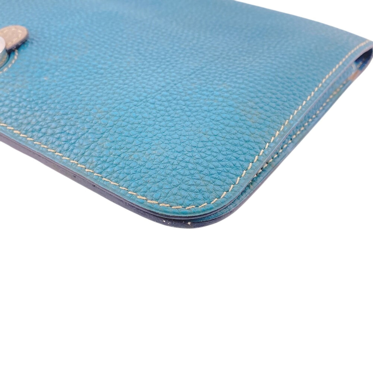 Hermes Dogon Beige Blue Togo Leather Long Wallet (Bi-Fold) (Pre-Owned)