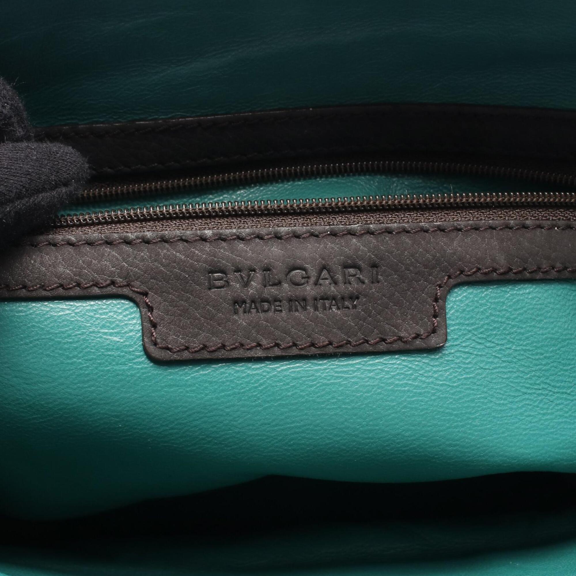 Bvlgari Brown Green Leather Handbag (Pre-Owned)