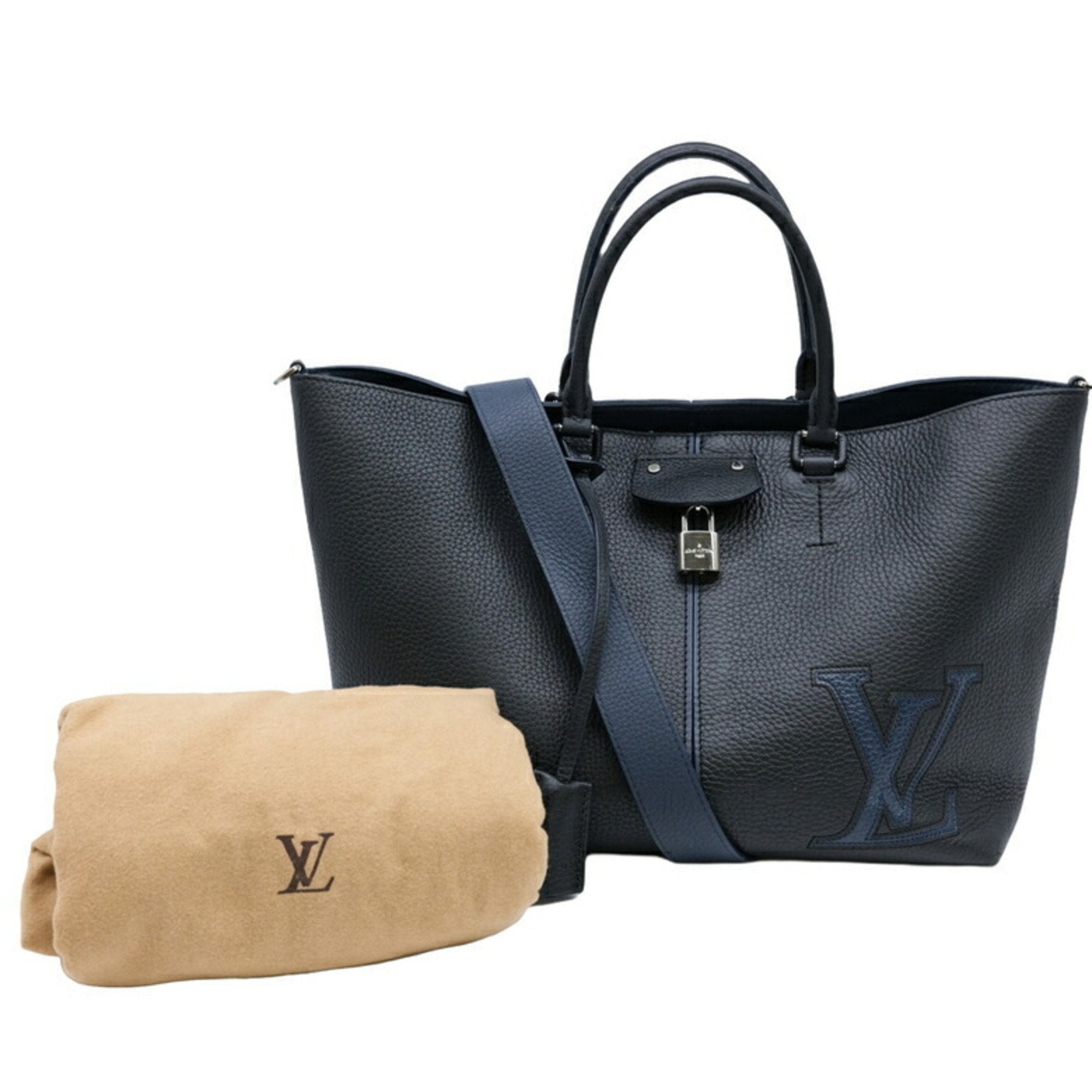 Louis Vuitton Black Navy Leather Tote Bag (Pre-Owned)