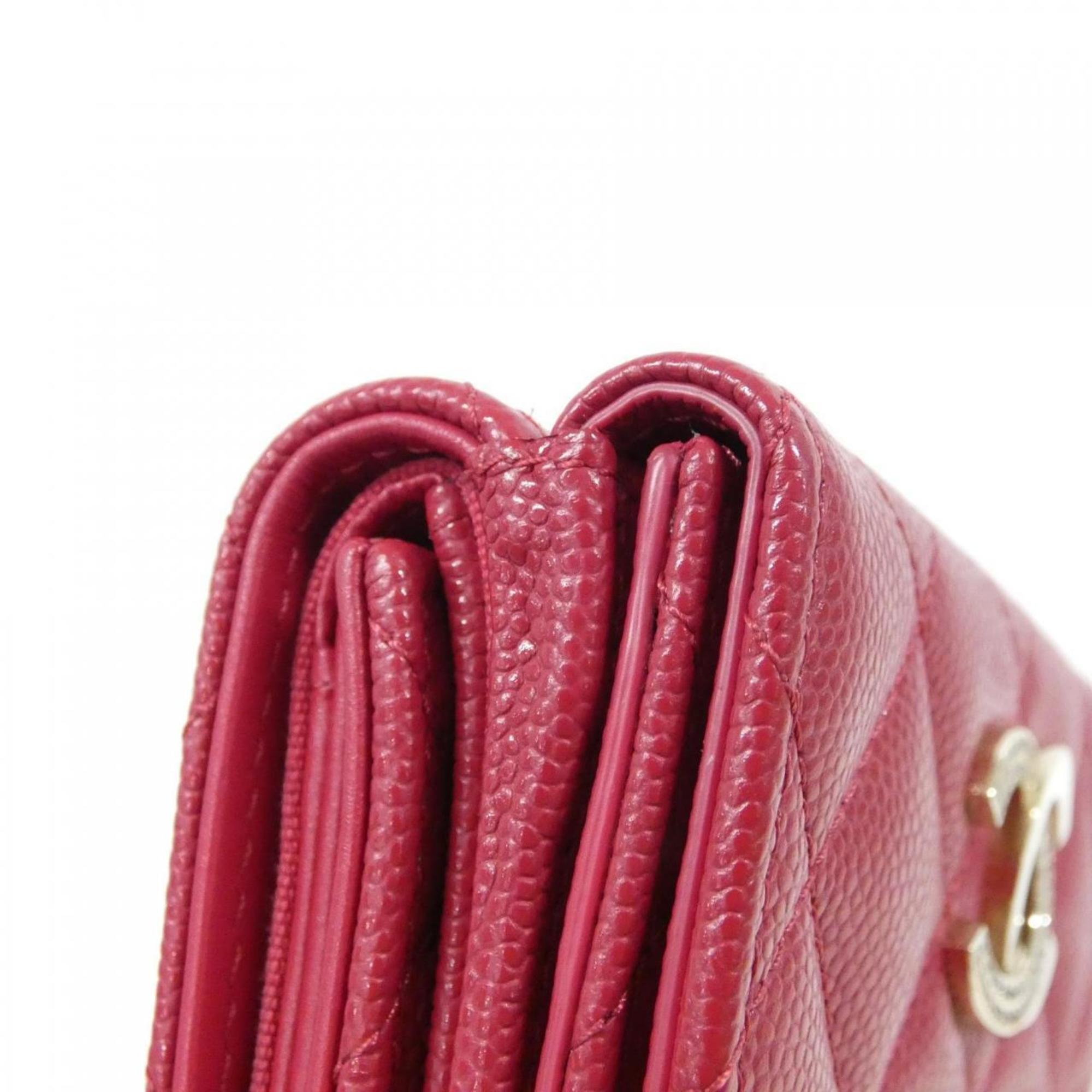 Chanel Pink Grained Calfskin Wallet (Bi-Fold) (Pre-Owned)