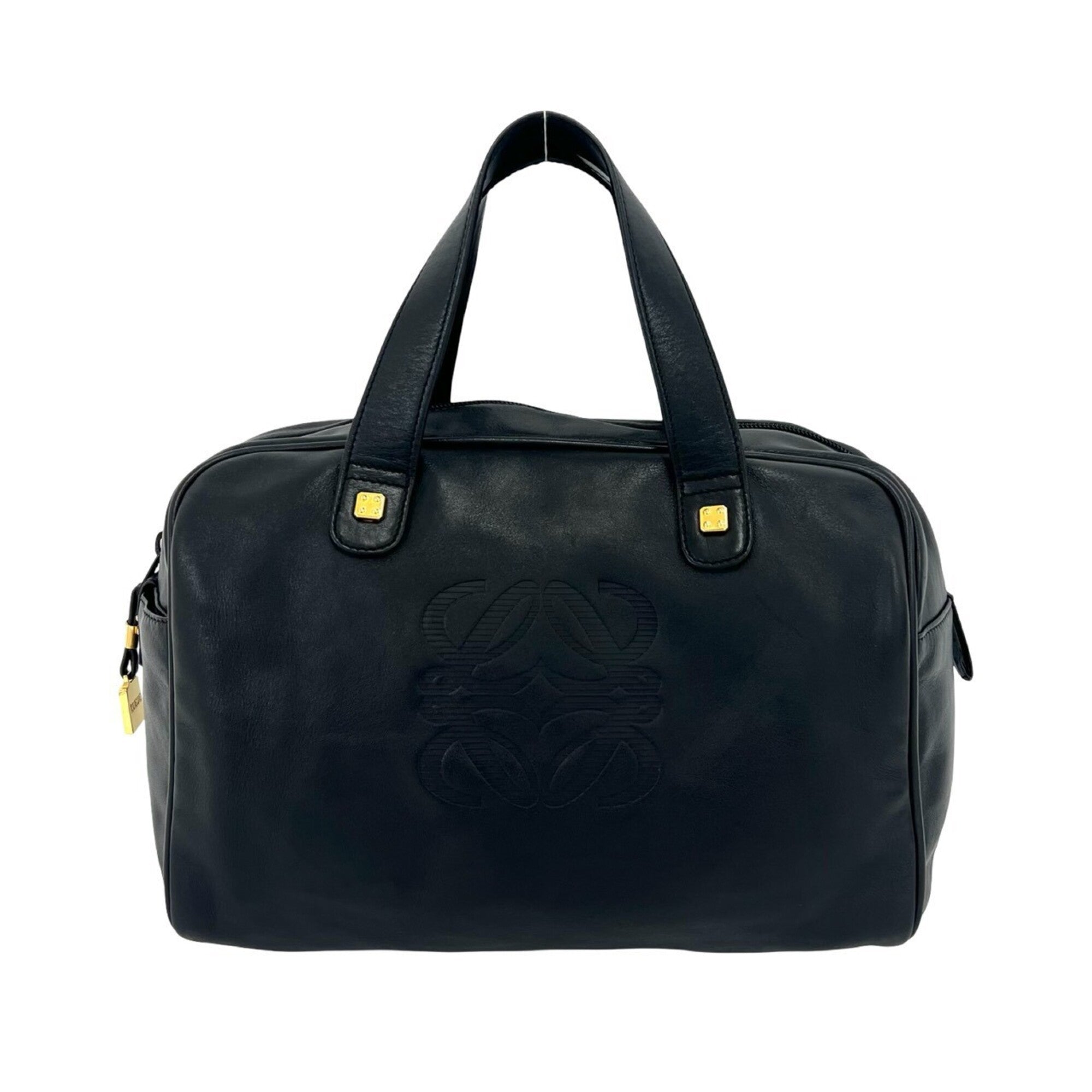 Loewe Black Leather Boston Bag Handbag Tote Bag (Pre-Owned)