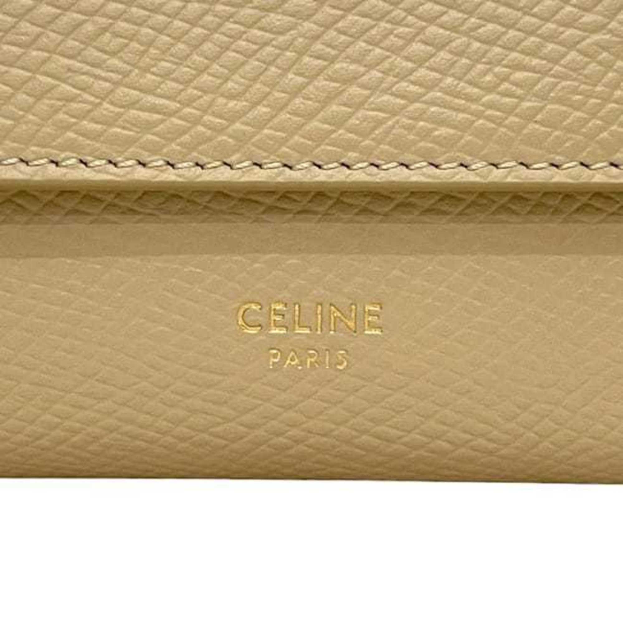 Celine Beige Leather Wallet (Tri-Fold) (Pre-Owned)