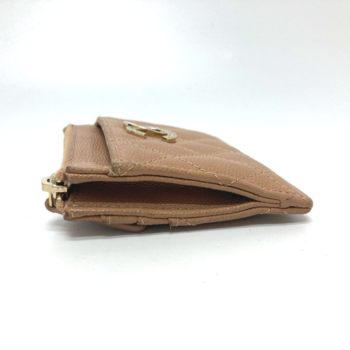 Chanel Beige Grained Calfskin Wallet (Bi-Fold) (Pre-Owned)