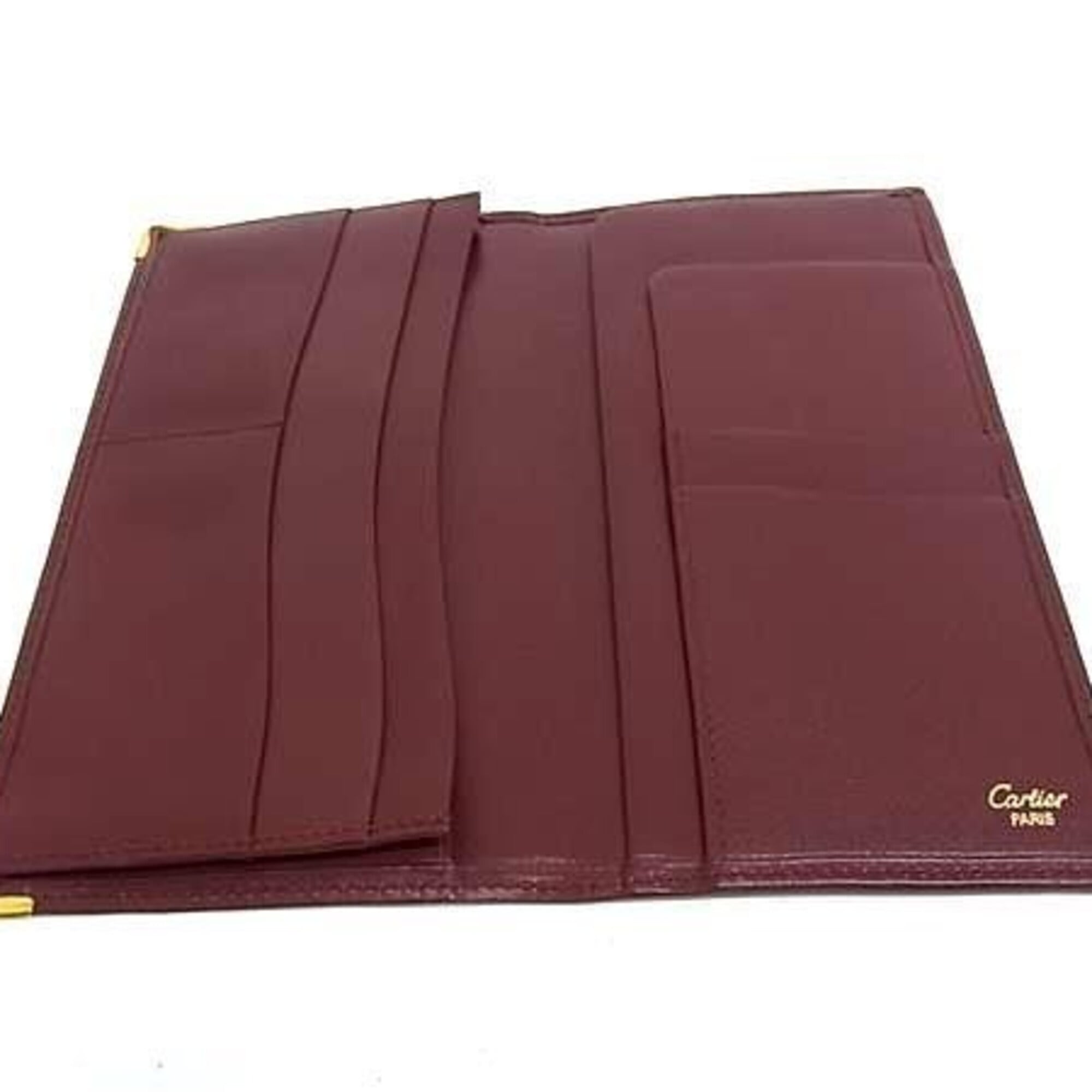 Cartier Bordeaux Leather Long Wallet (Bi-Fold) (Pre-Owned)