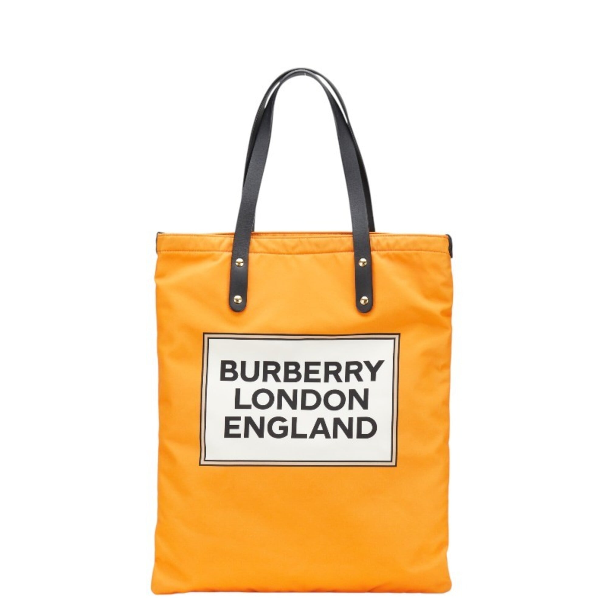 Burberry Orange Nylon Leather Tote Bag (Pre-Owned)