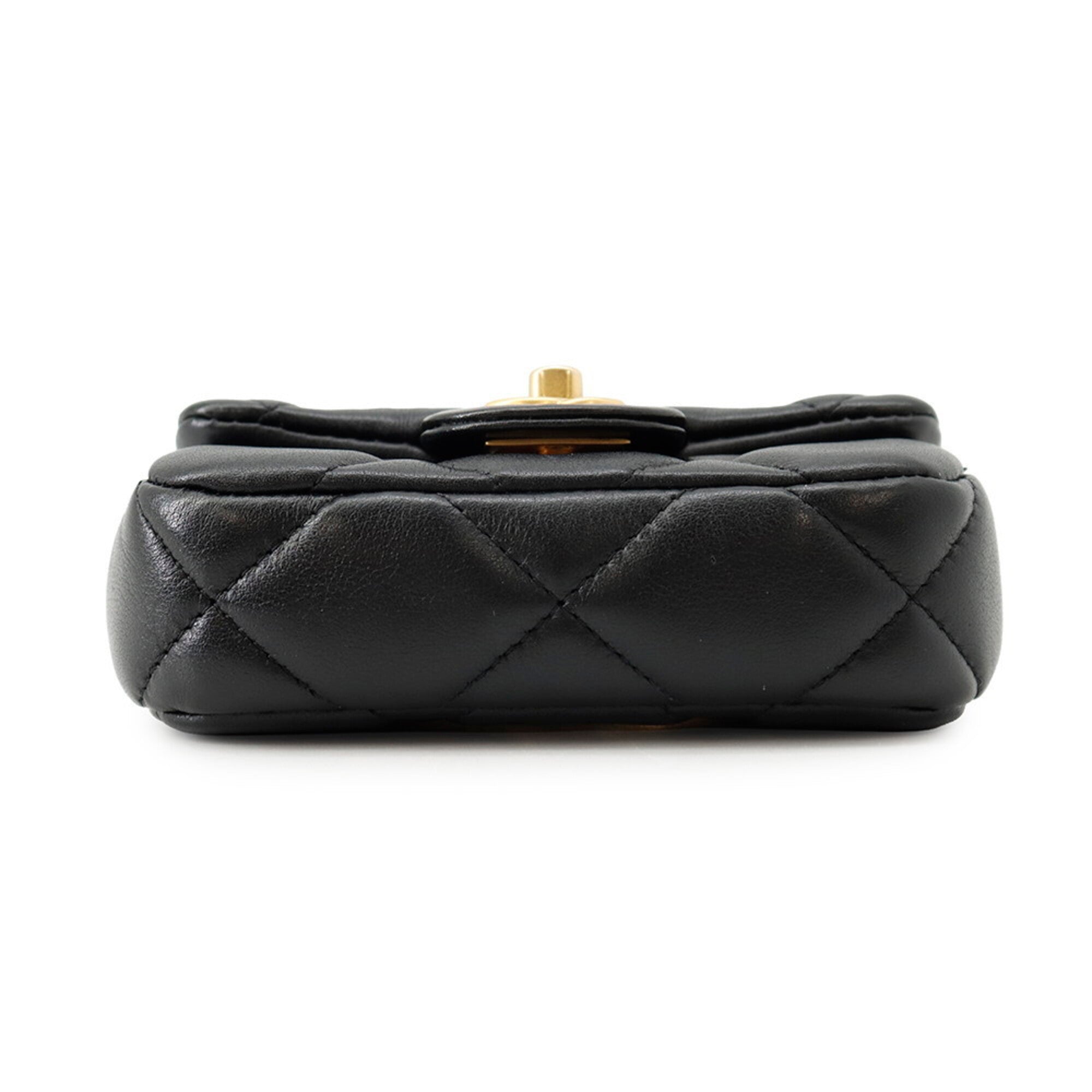 Chanel Matelasse Black Leather Handbag Shoulder Bag (Pre-Owned)