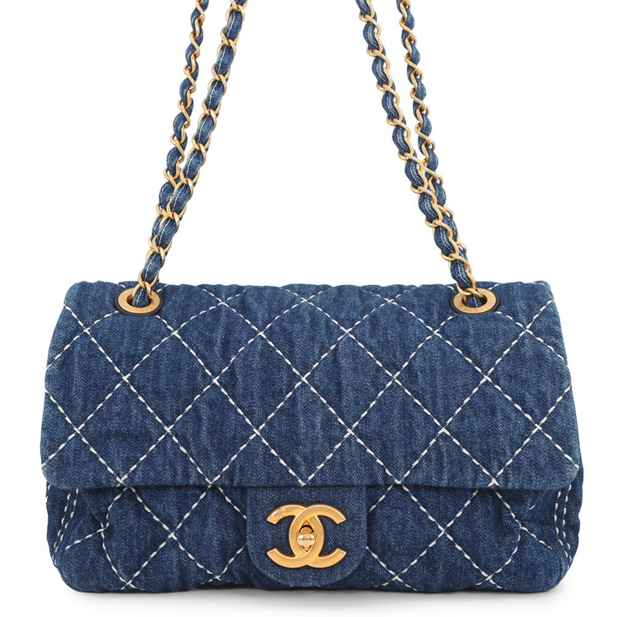 Chanel Blue Denim Handbag Shoulder Bag (Pre-Owned)
