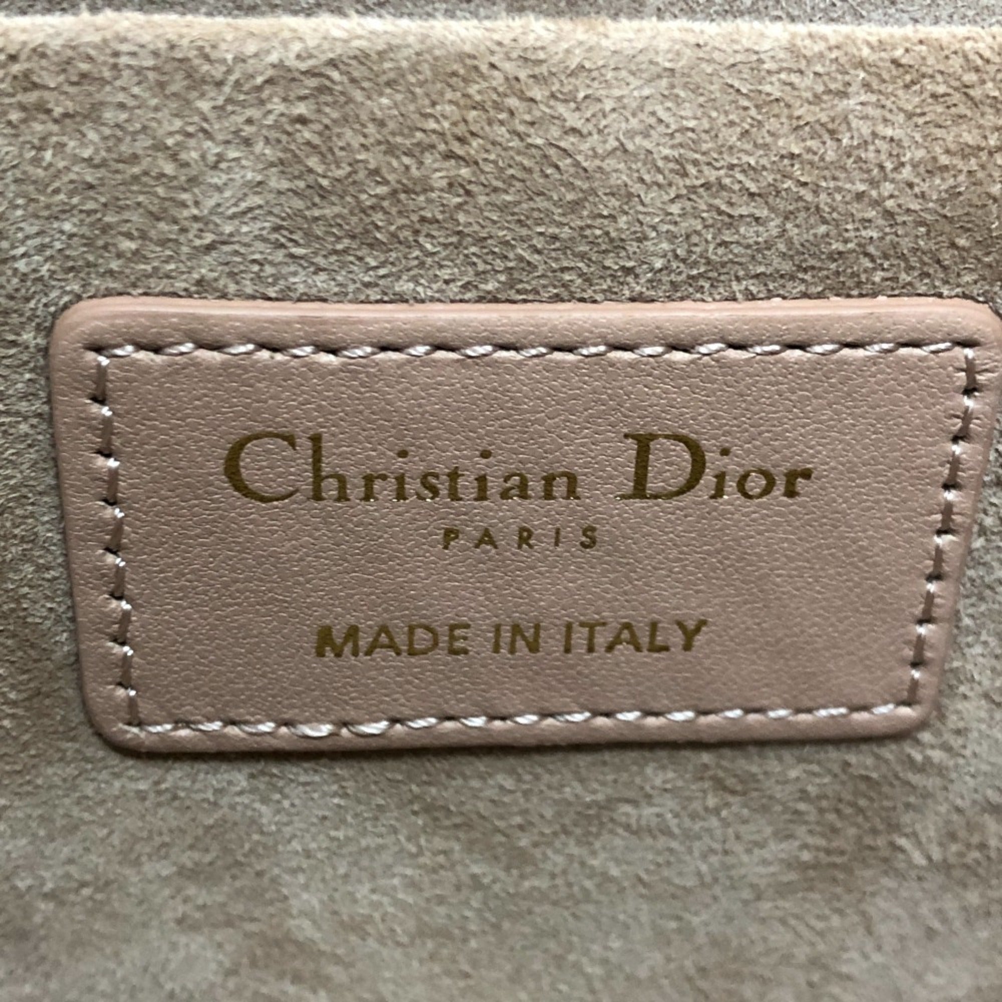Christian Dior Cannage/Lady Dior Pink Canvas Leather Handbag Vanity Bag (Pre-Owned)