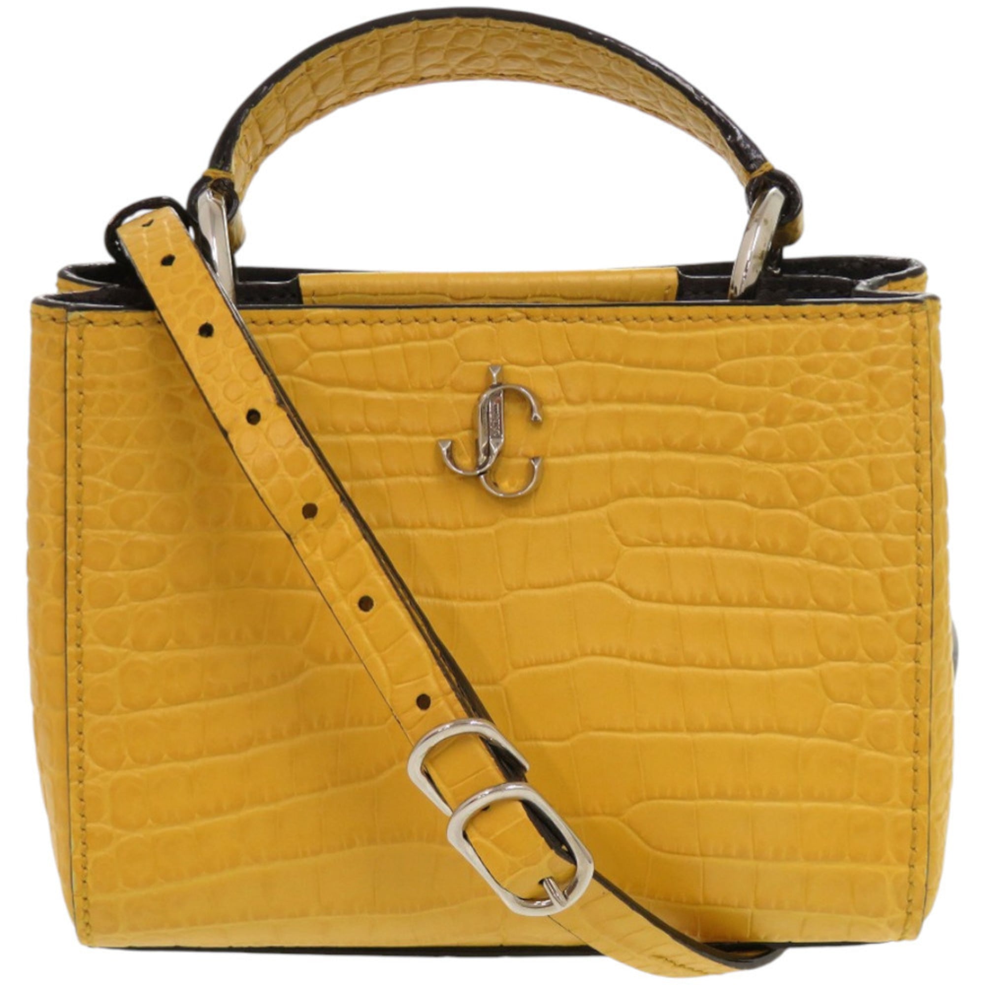 Jimmy Choo Gray Yellow Patent Leather Handbag (Pre-Owned)