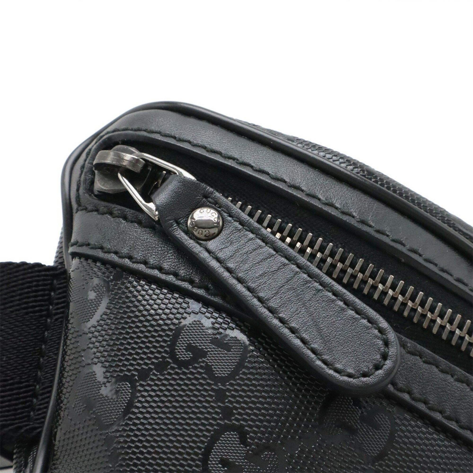 Gucci Gg Imprimé Black Coated Canvas Pvc Leather Fanny Pack Pouch Sling Bag (Pre-Owned)