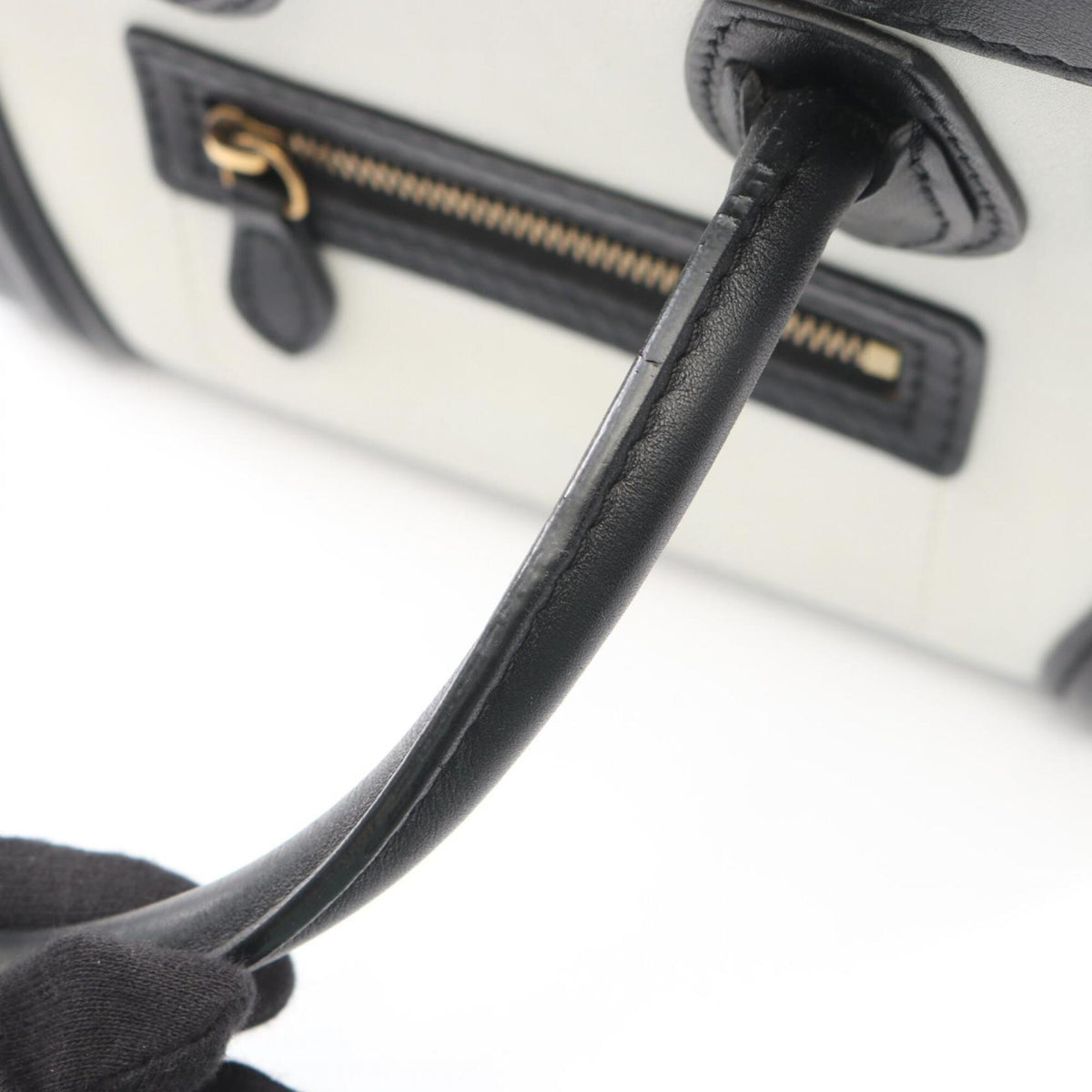 Celine Black Khaki White Leather Handbag (Pre-Owned)