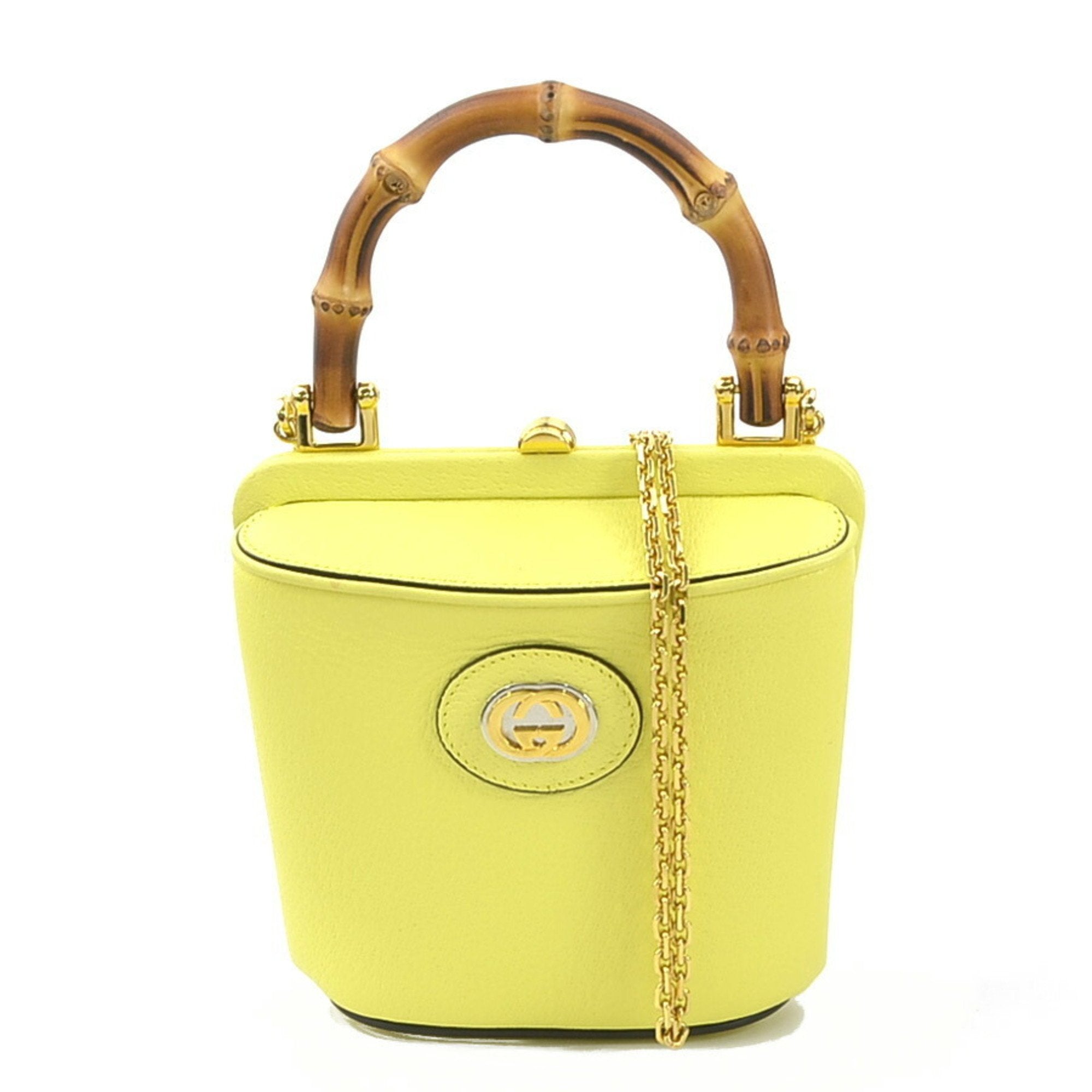 Gucci Yellow Leather Handbag Shoulder Bag (Pre-Owned)