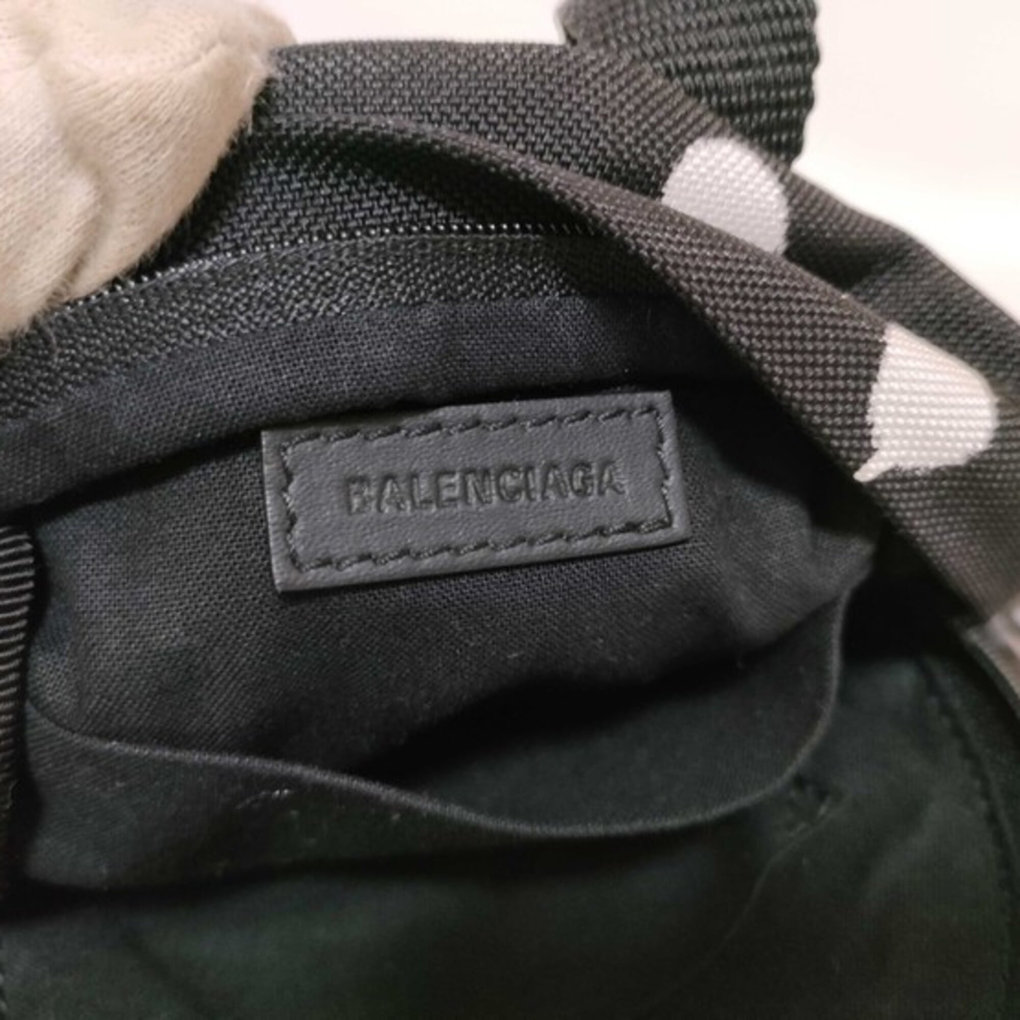 Balenciaga Black White Canvas Shoulder Bag (Pre-Owned)