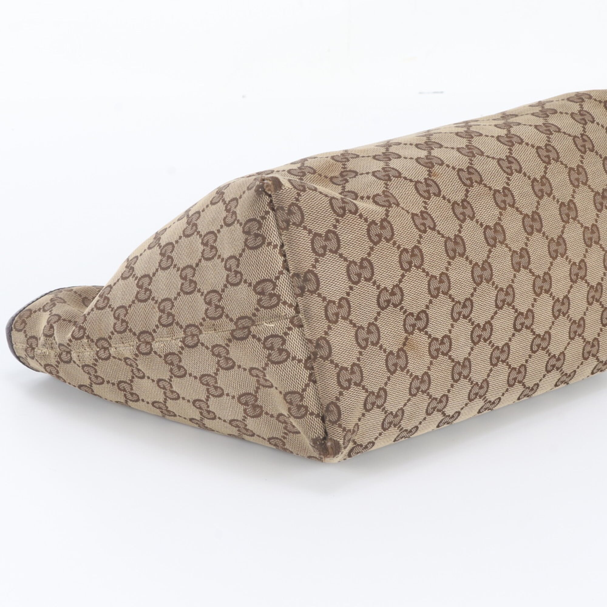 Gucci Brown Leather Canvas Handbag Shoulder Bag Tote Bag (Pre-Owned)
