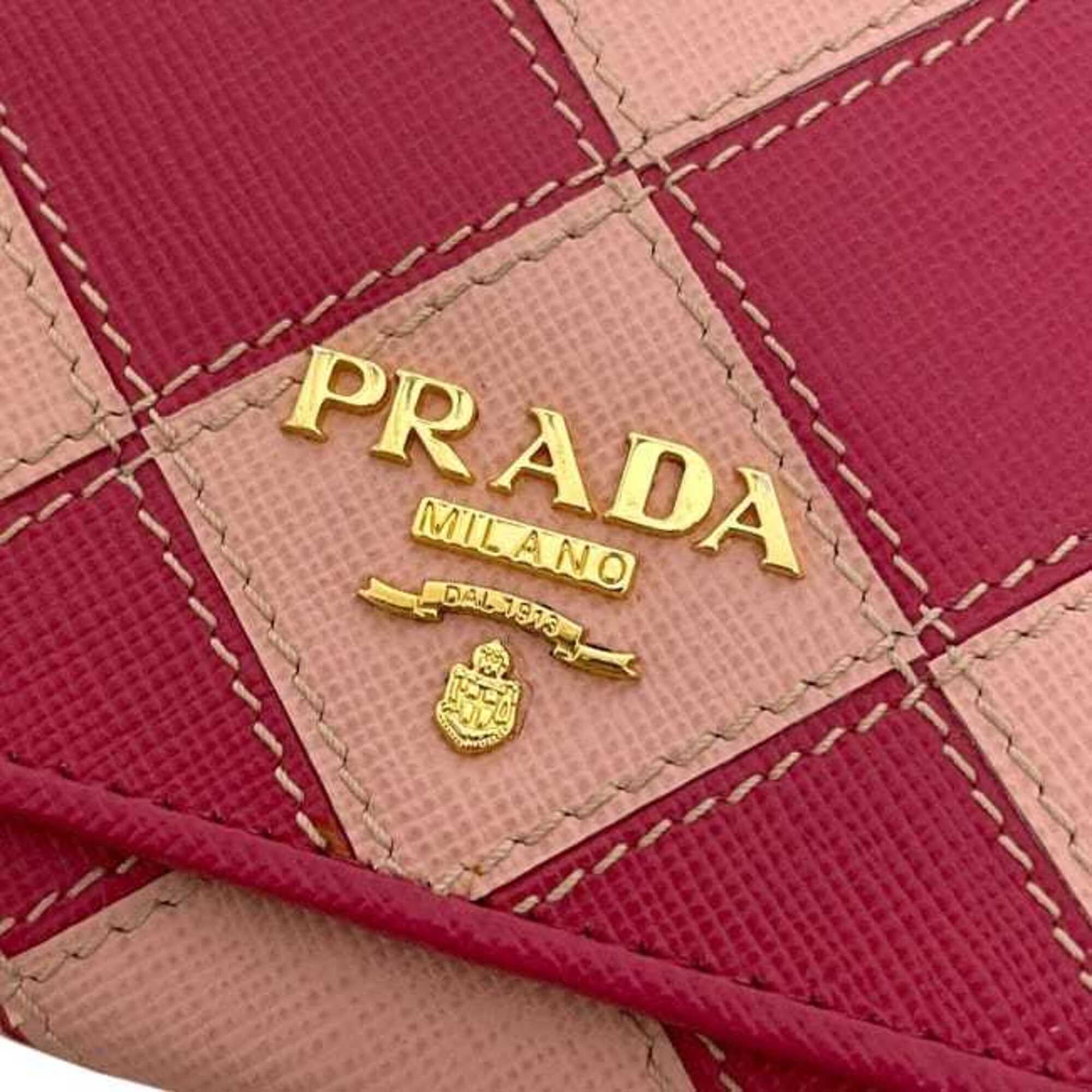 Prada Saffiano Peonia Pink Leather Long Wallet (Bi-Fold) (Pre-Owned)