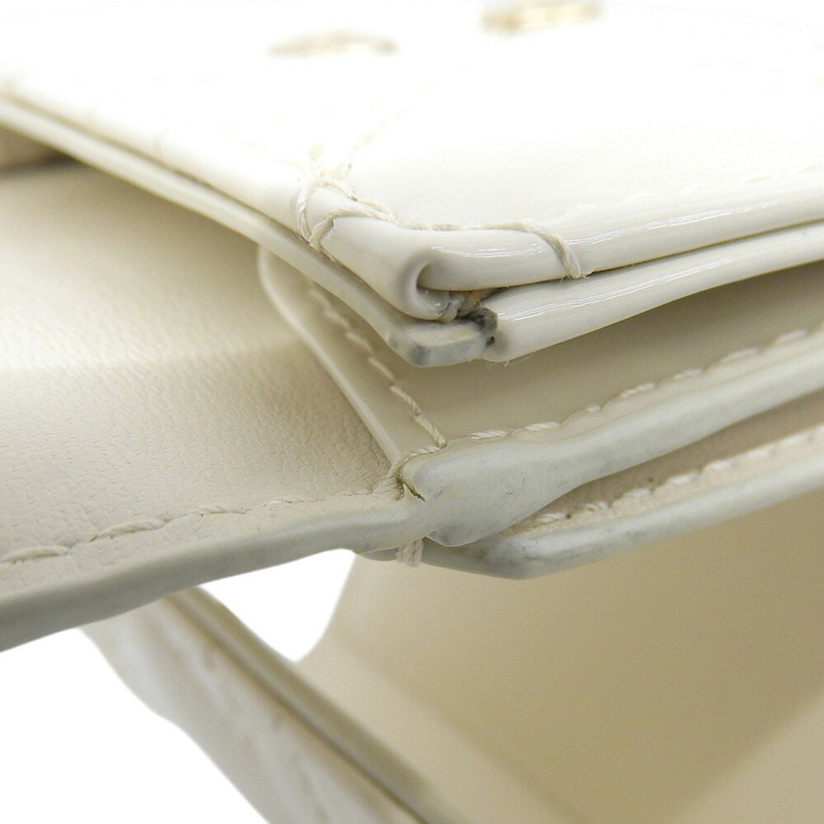 Christian Dior Ivory Patent Leather Wallet (Tri-Fold) (Pre-Owned)