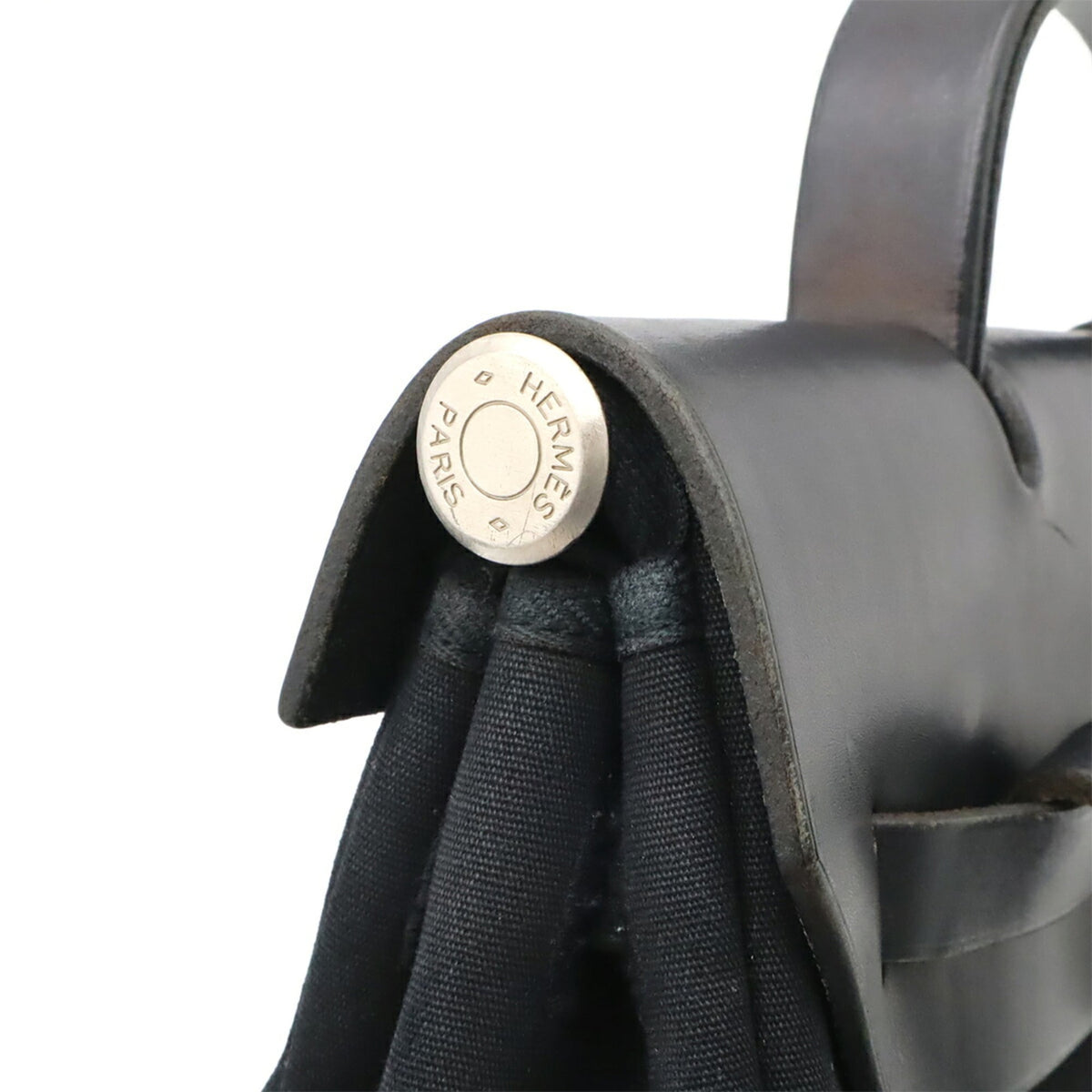 Hermes Black Toile Officier Leather Backpack Handbag (Pre-Owned)