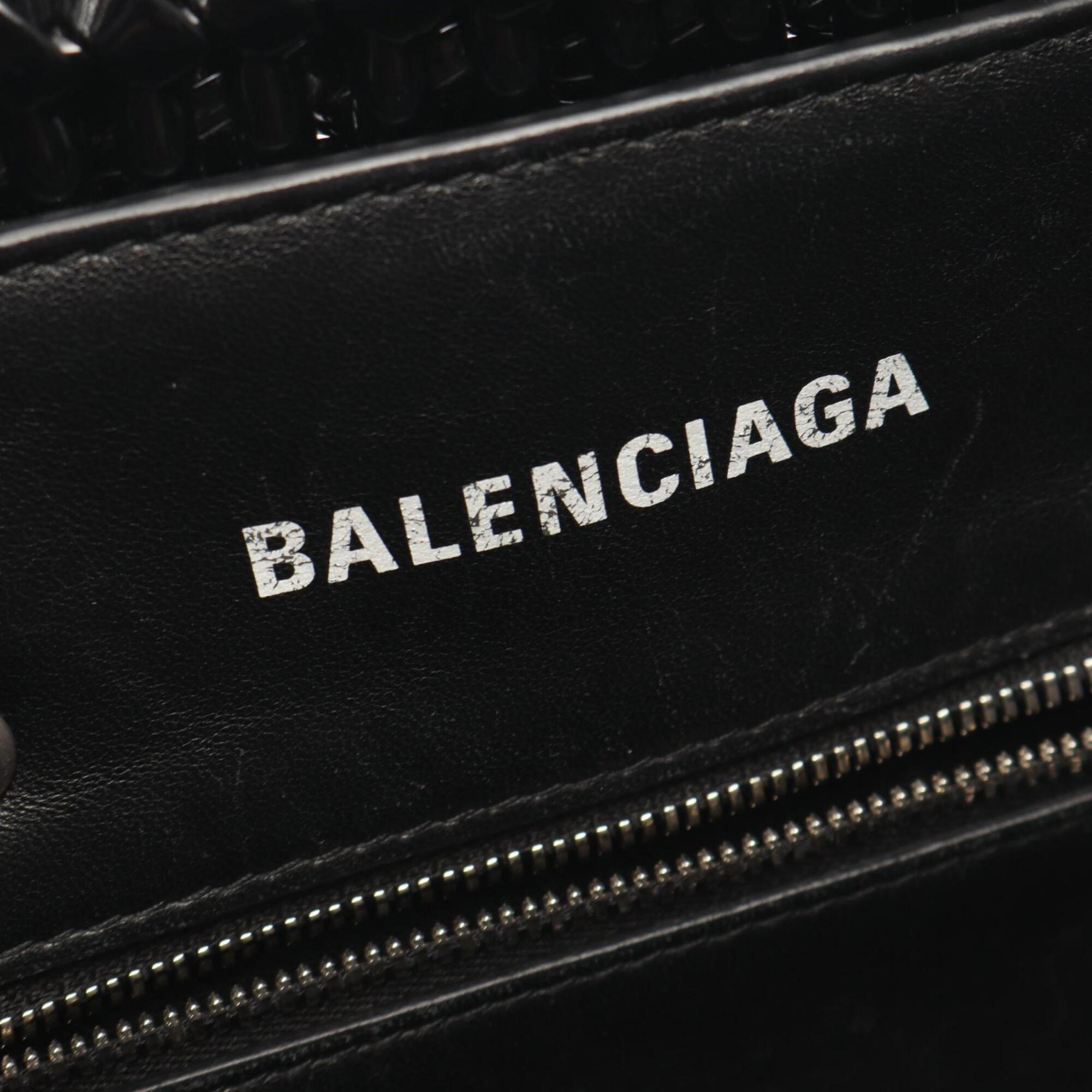 Balenciaga Black Leather Basket Tote Bag (Pre-Owned)